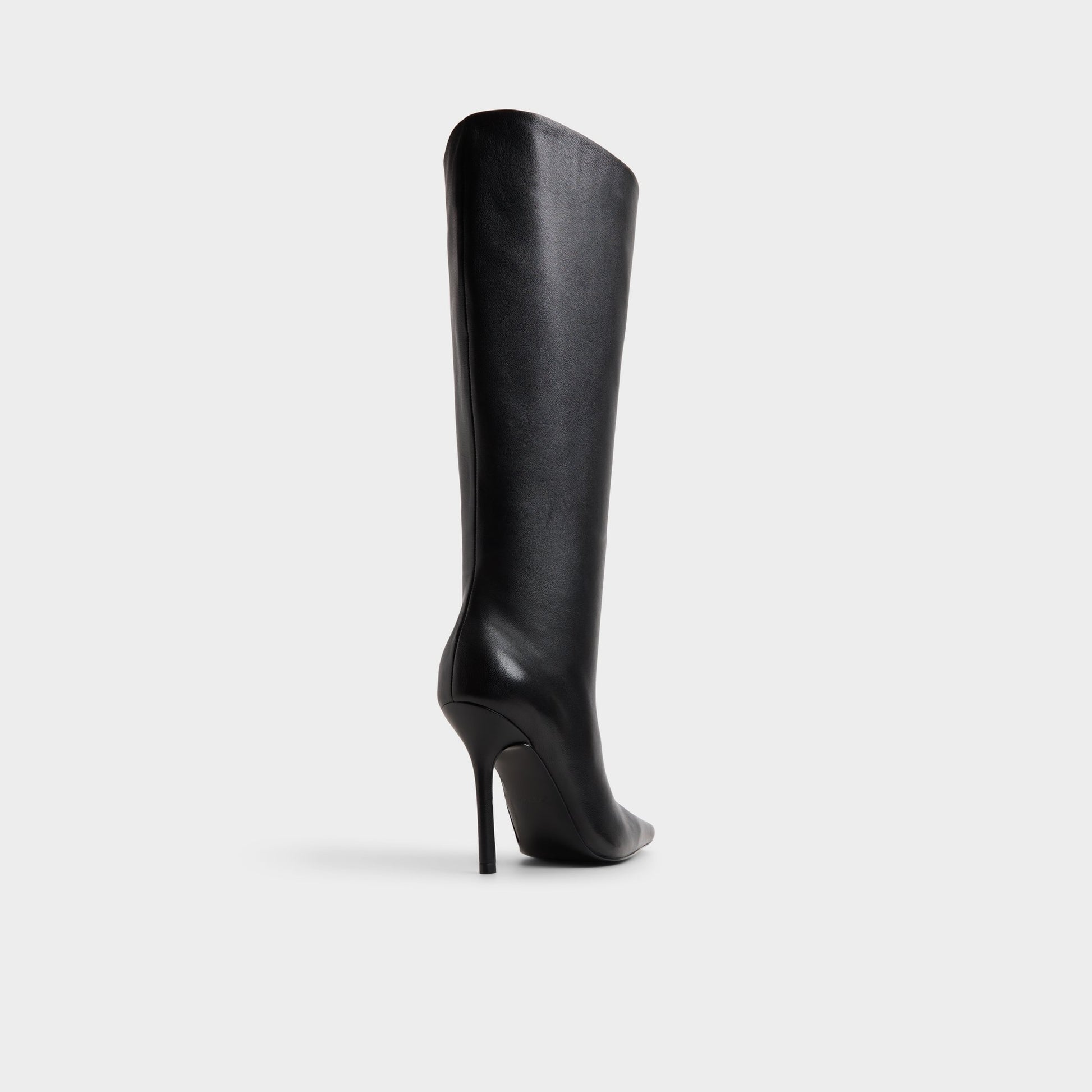 Three-quarter angle of Black Ridlee-wc Stiletto heel knee-high boot's back side