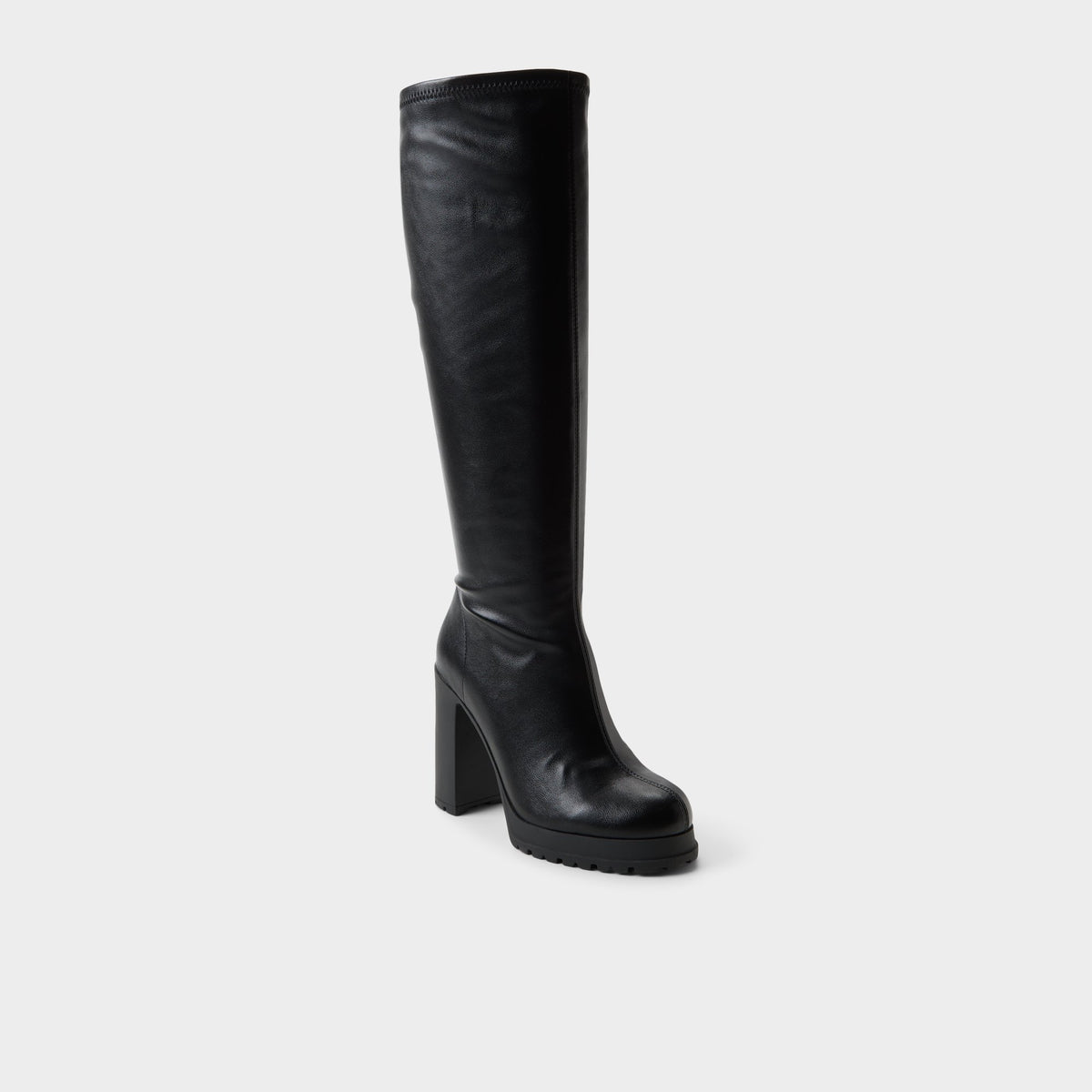 Angle de trois quarts de l'arrière de Noir Boldette-wc Botte haute à mollet ample