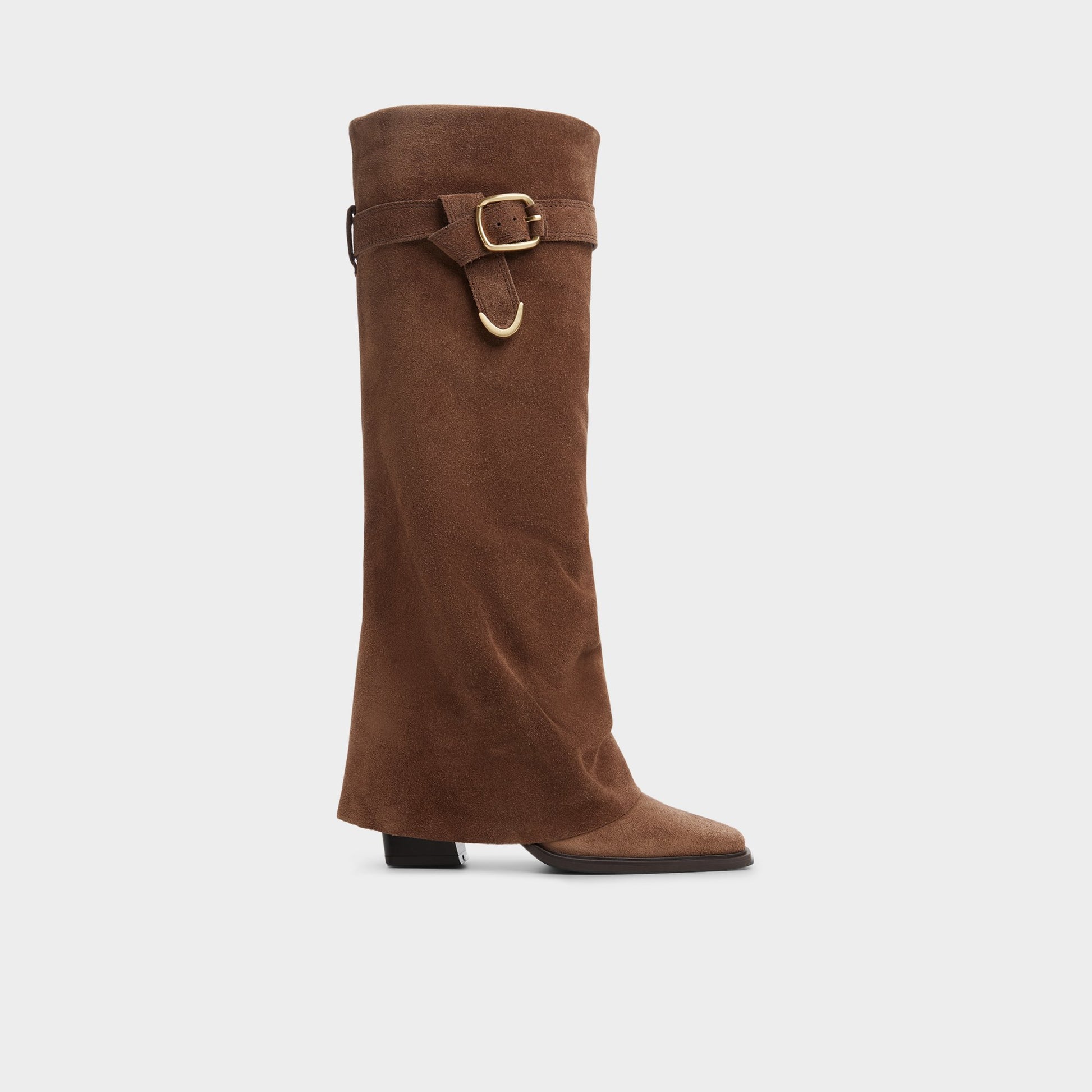 Main View of Dark brown Amelle Block heel knee-high boot for Womens