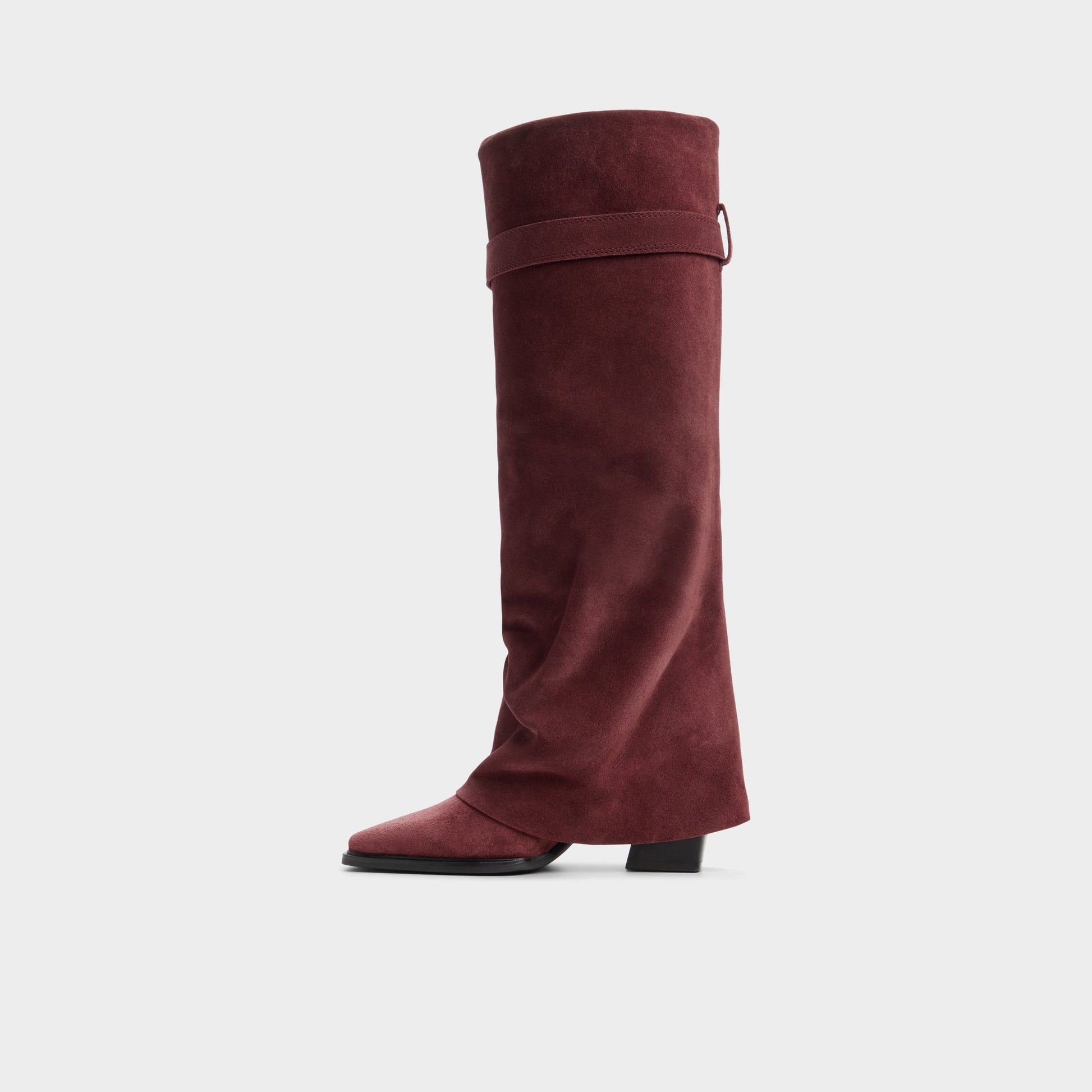 Side view of Bordo Amelle Block heel knee-high boot
