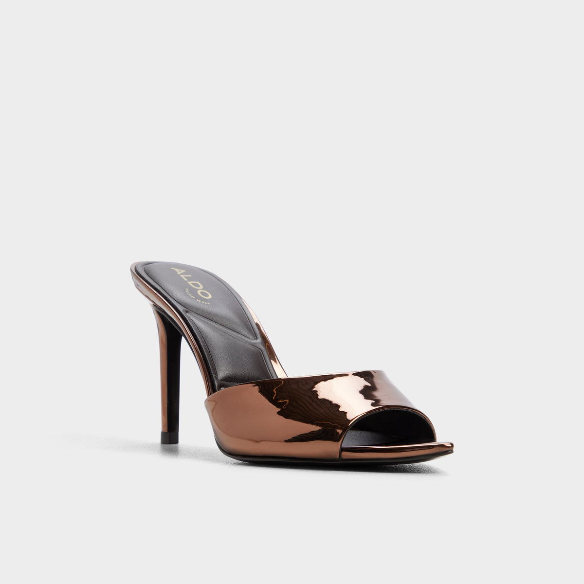 Three-quarter angle of Medium brown Anniebrilden Heeled mule's front side