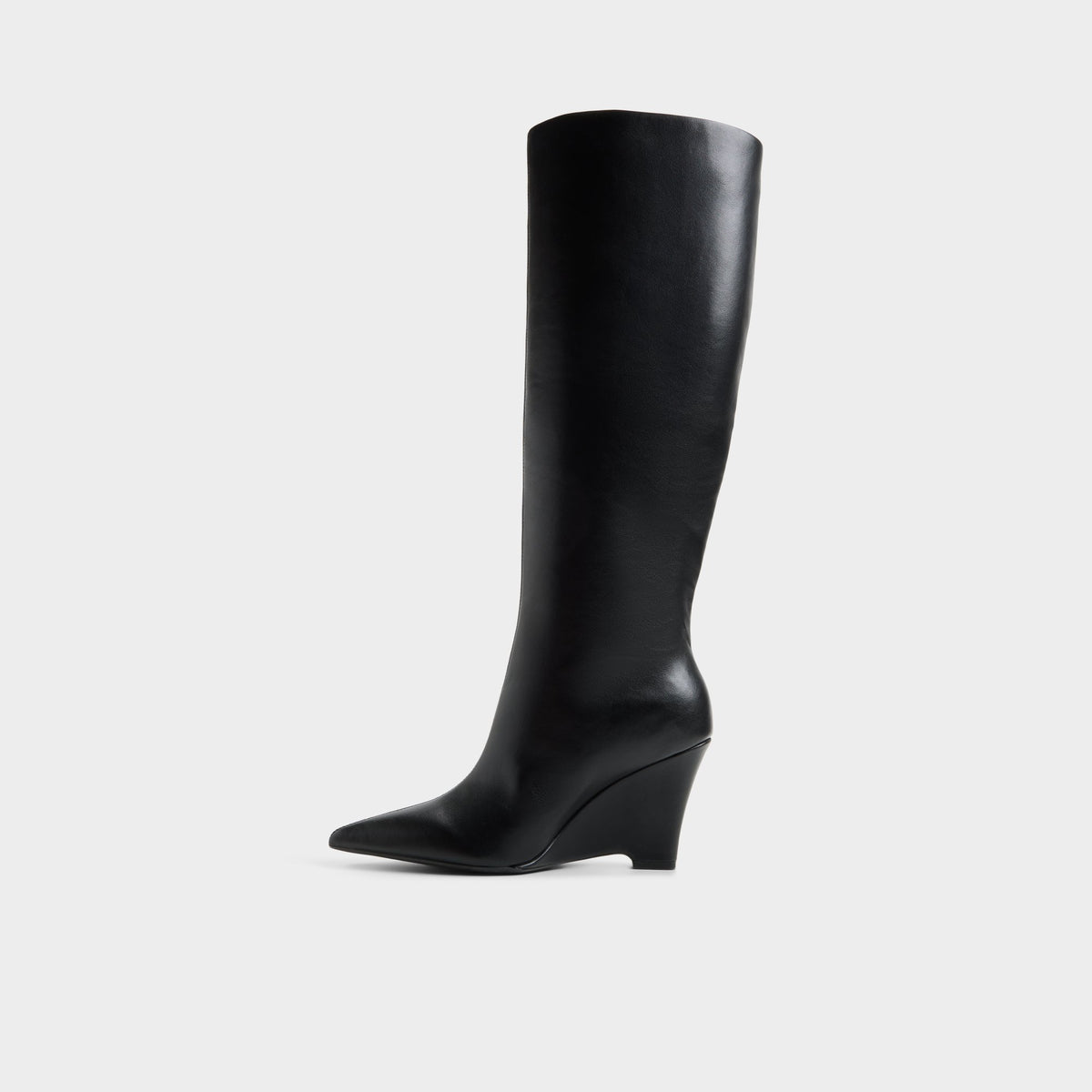Vue latérale de Noir Zalya Botte haute à semelle compensée