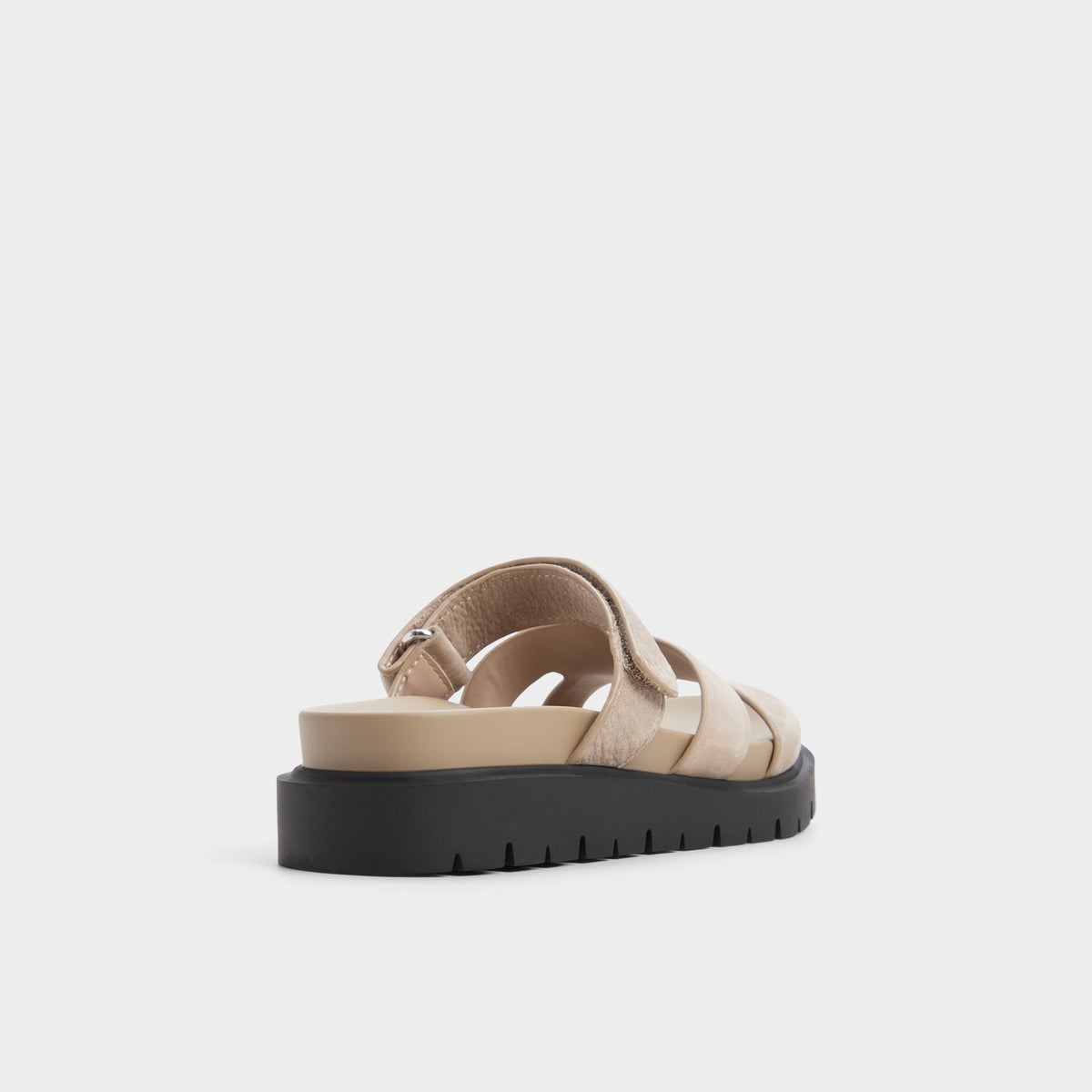Three-quarter angle of Taupe Marys Footbed sandal's back side