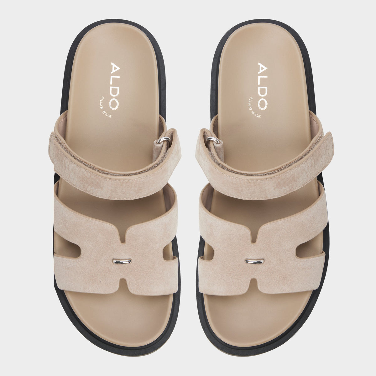 Top-down view of the Taupe Marys Footbed sandal