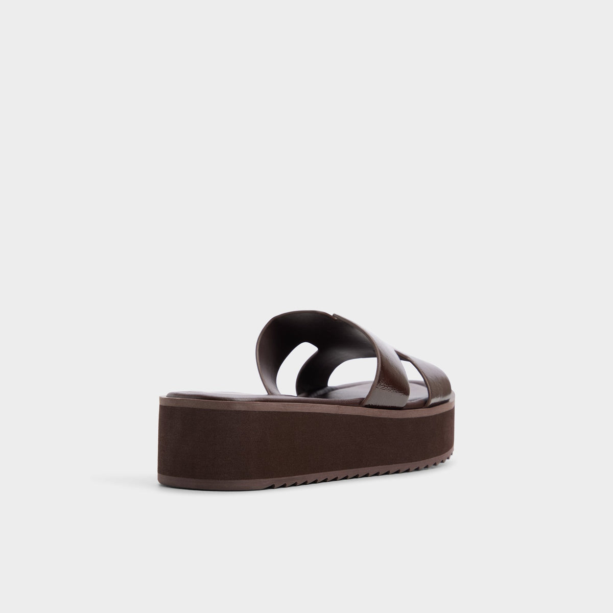 Three-quarter angle of Dark brown Anayelie Slide sandal's back side