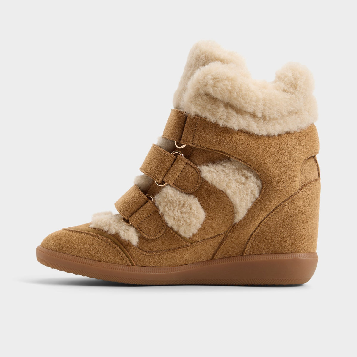 Side view of Sand Belissa Wedge sneaker