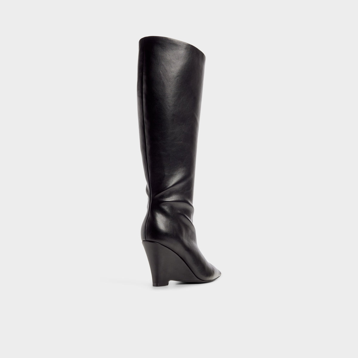 Three-quarter angle of Black Zalya-wc Wide calf knee-high boot's back side