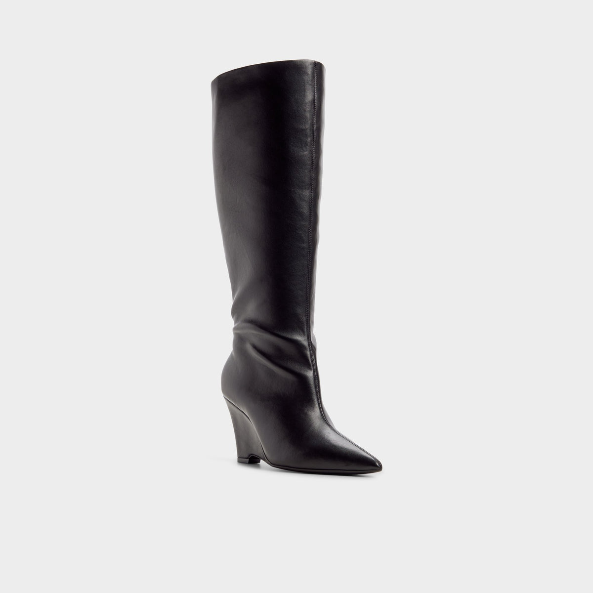 Three-quarter angle of Black Zalya-wc Wide calf knee-high boot's front side