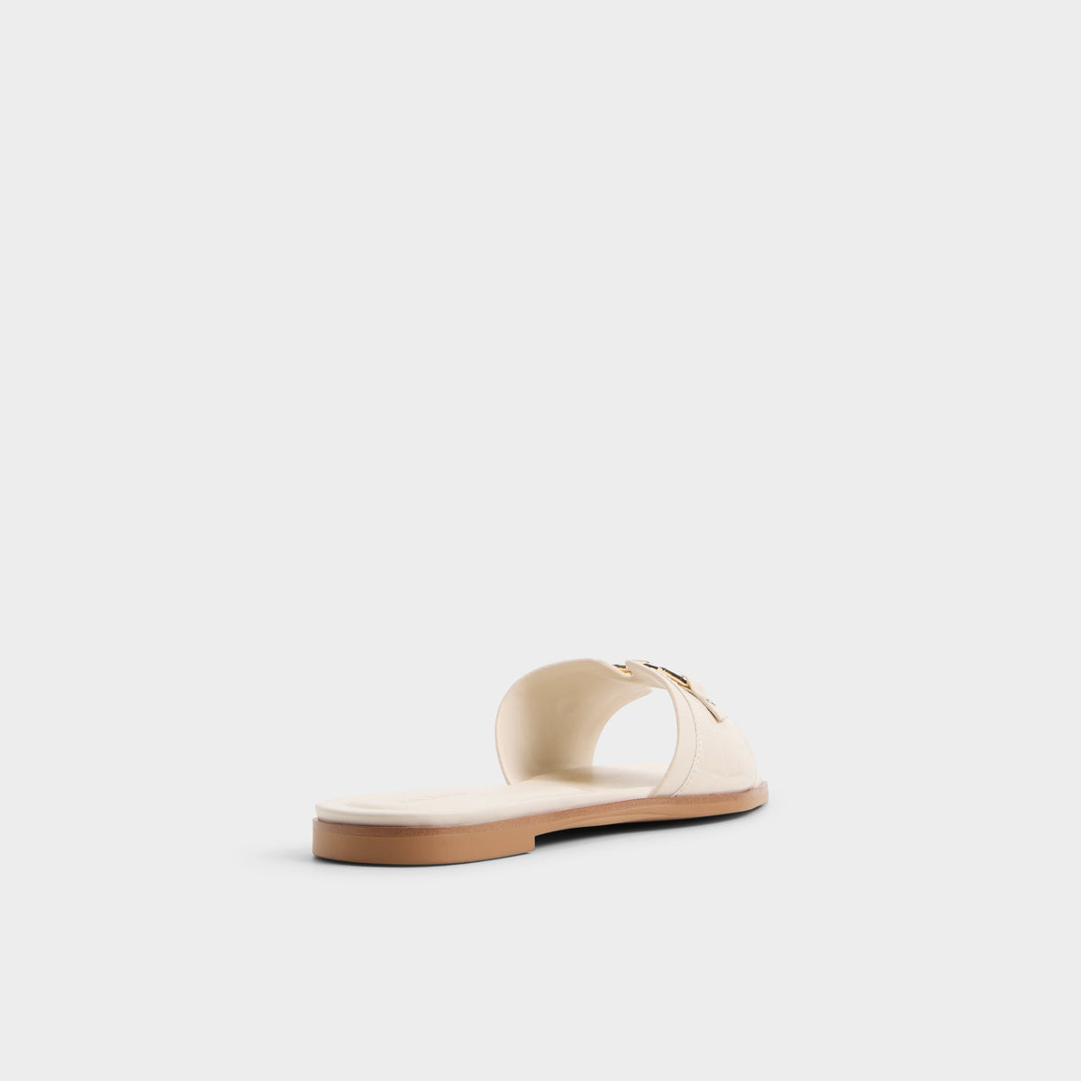 Three-quarter angle of White/bone Alo Slide sandal's back side
