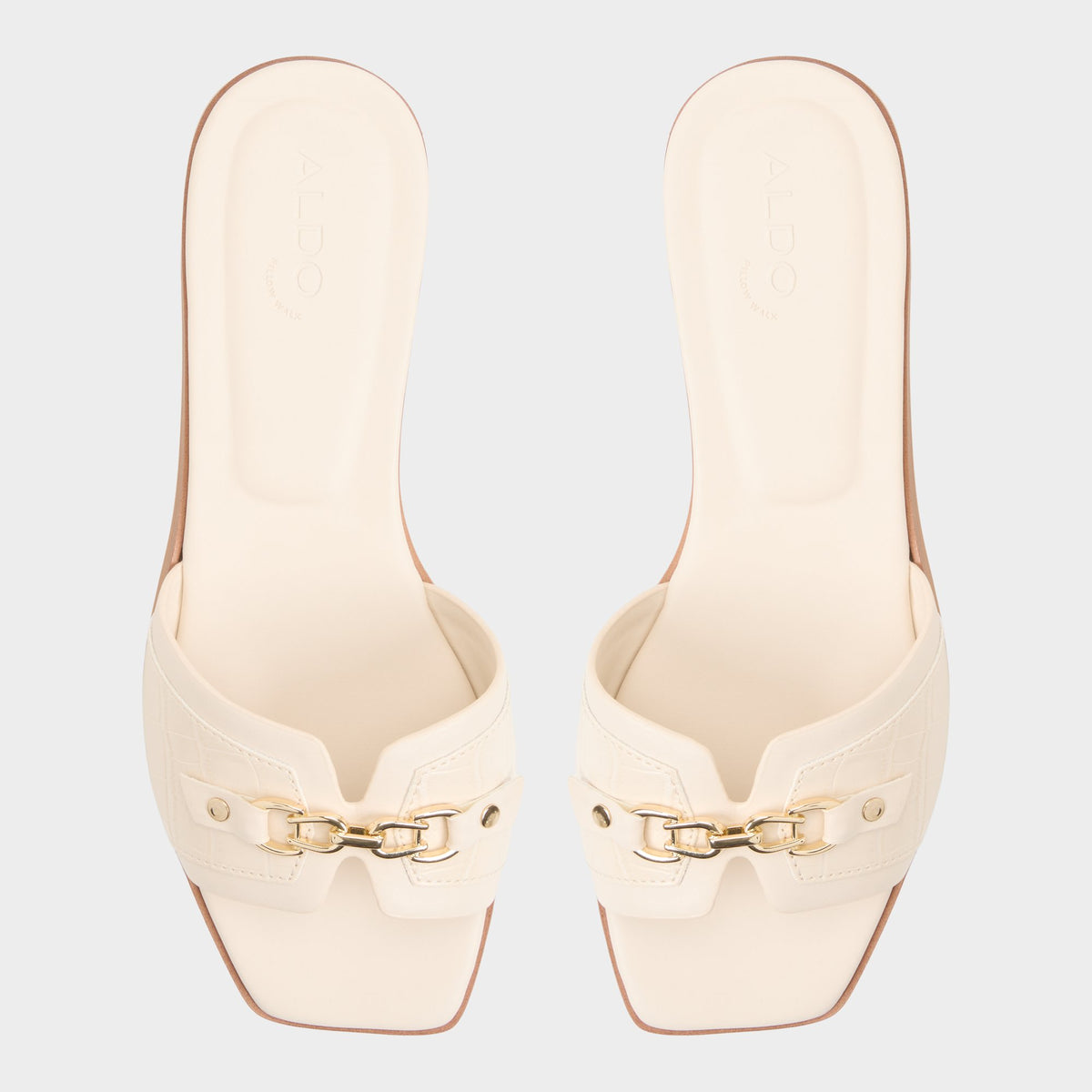 Top-down view of the White/bone Alo Slide sandal