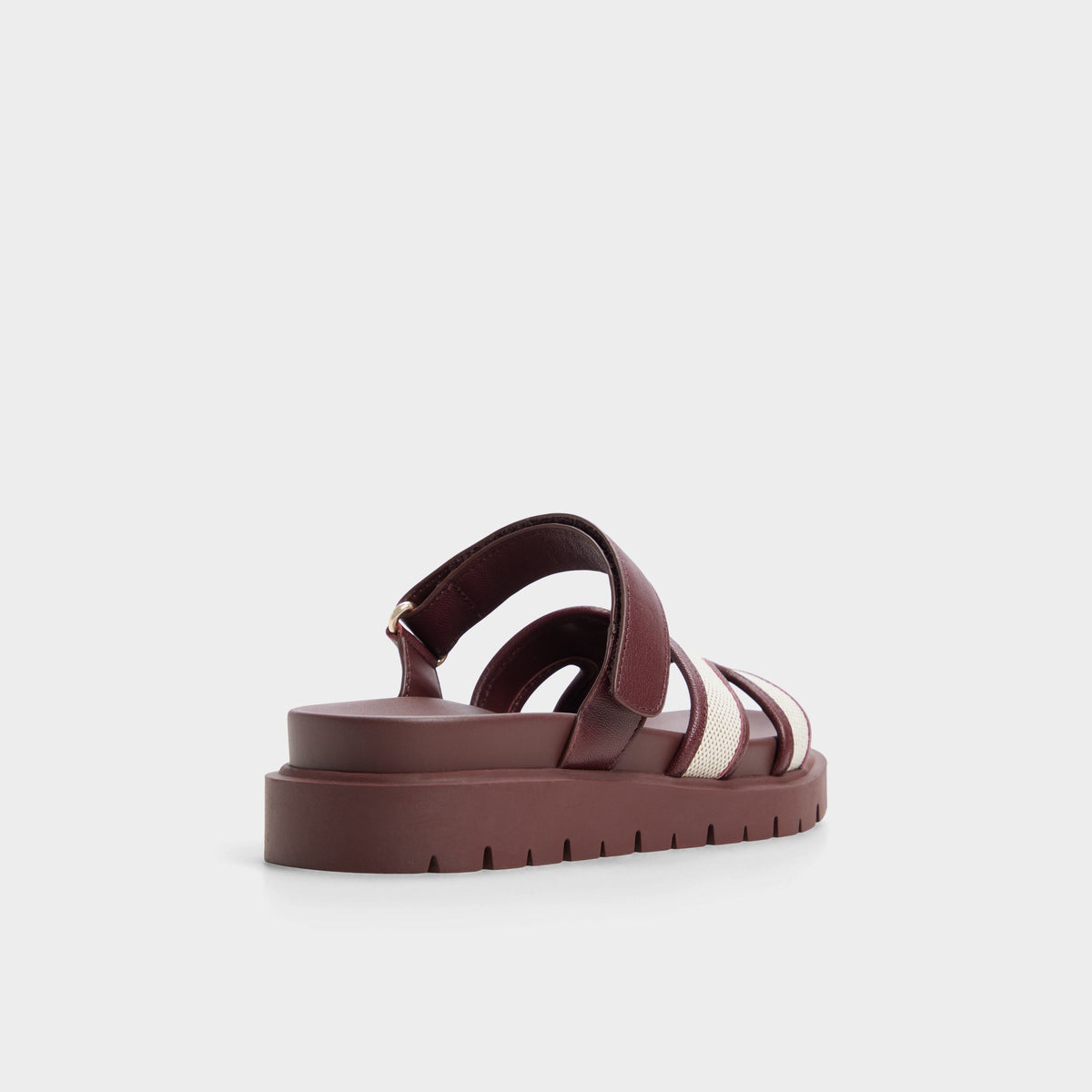 Three-quarter angle of Bordo Marys Footbed sandal's back side