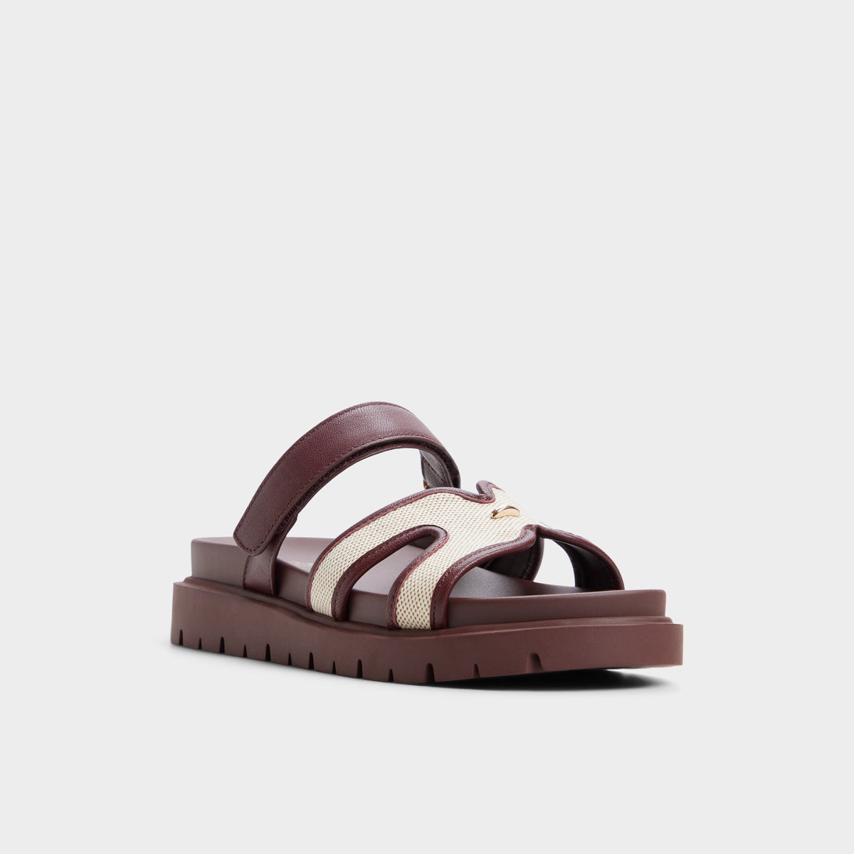Three-quarter angle of Bordo Marys Footbed sandal's front side