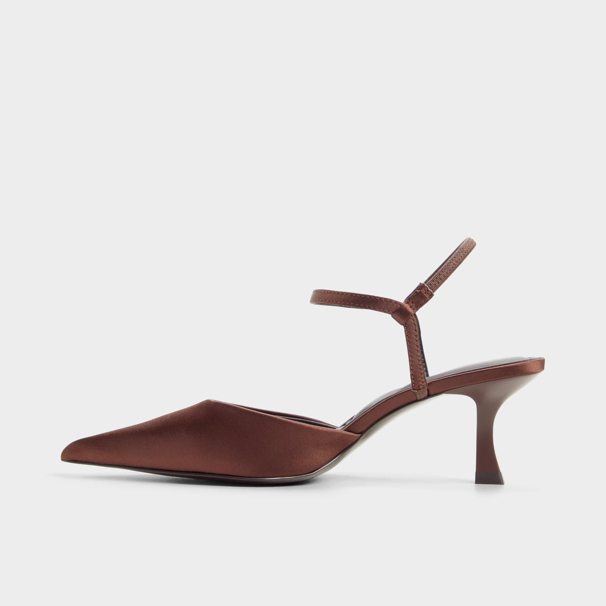 Side view of Dark brown Jasmynee Strappy heeled shoe