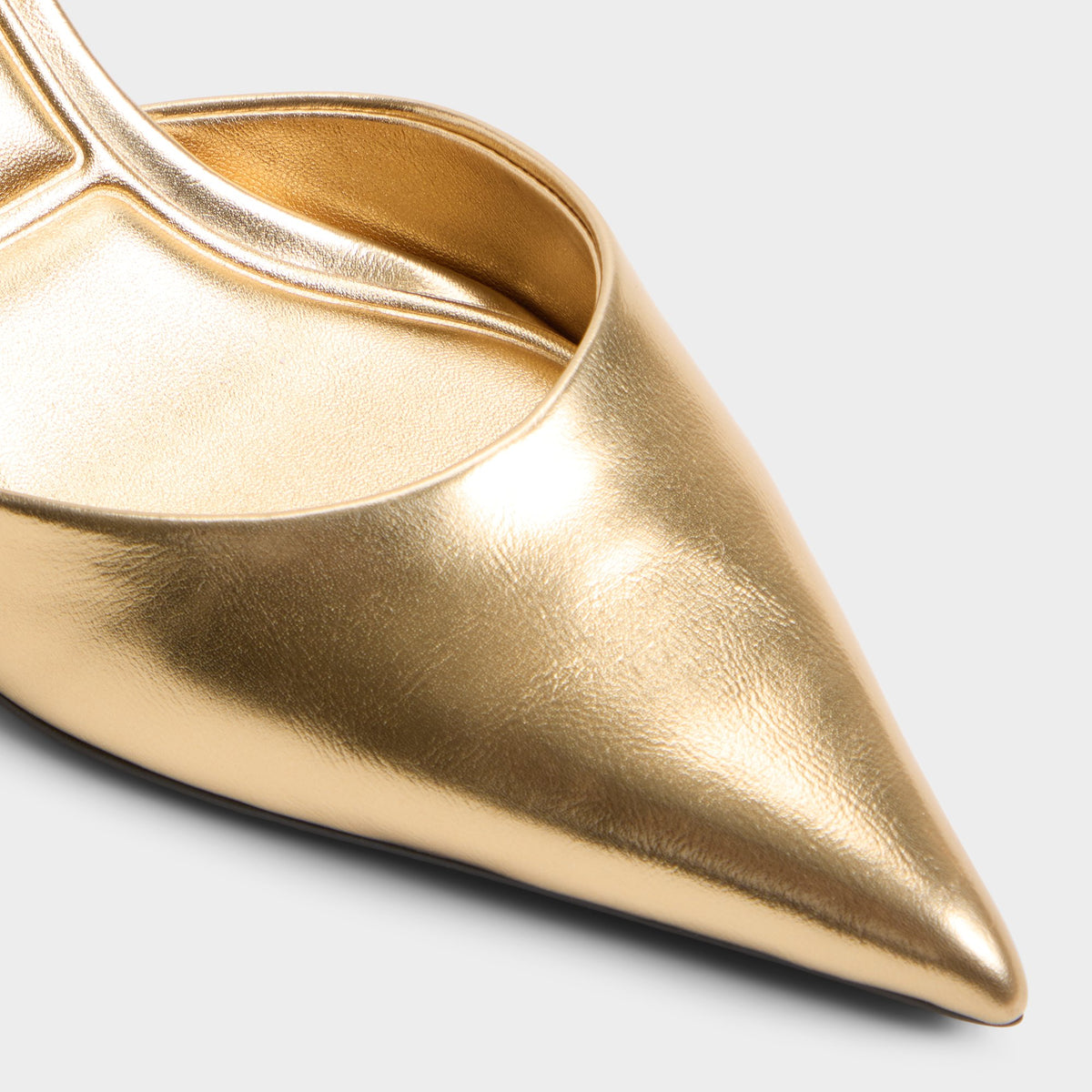 Close-up of the Gold Jasmynee Strappy heeled shoe