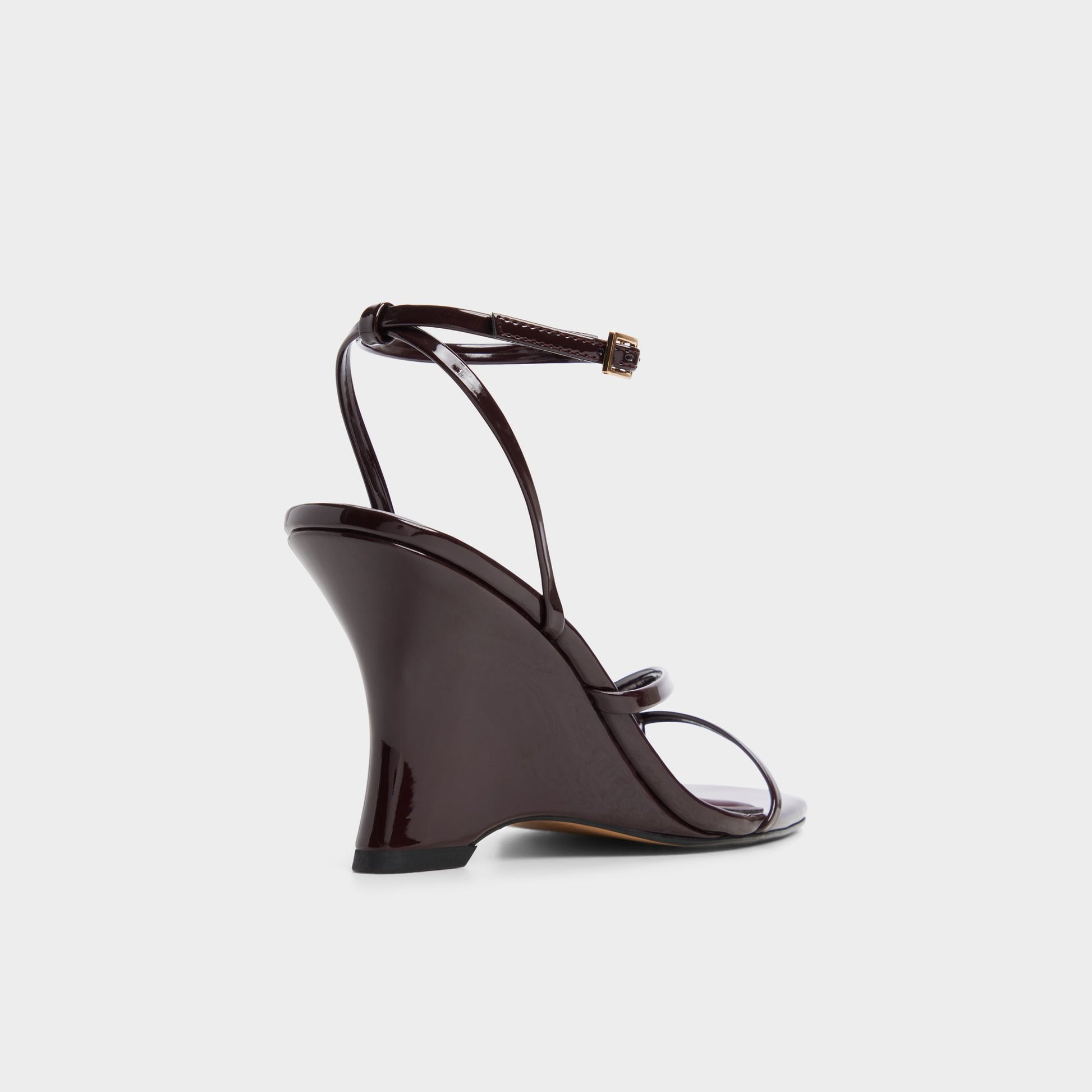 Three-quarter angle of Burgundy Lexina Strappy heeled sandal's back side