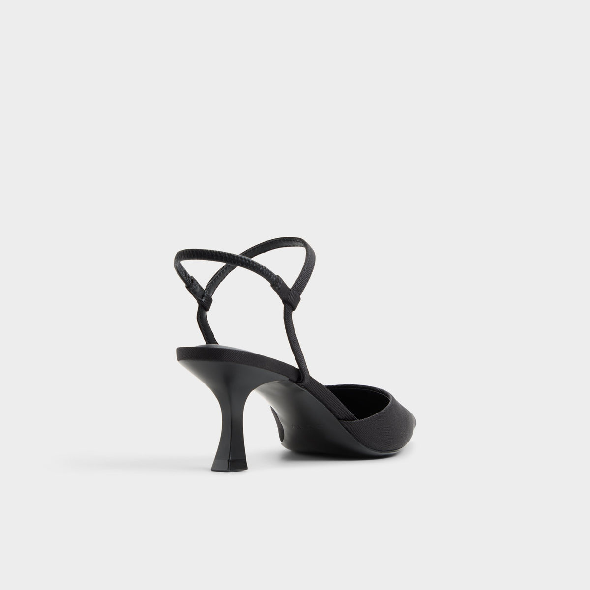 Three-quarter angle of Black Jasmynee Strappy heeled shoe's back side