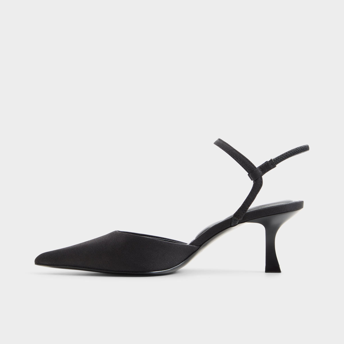 Side view of Black Jasmynee Strappy heeled shoe