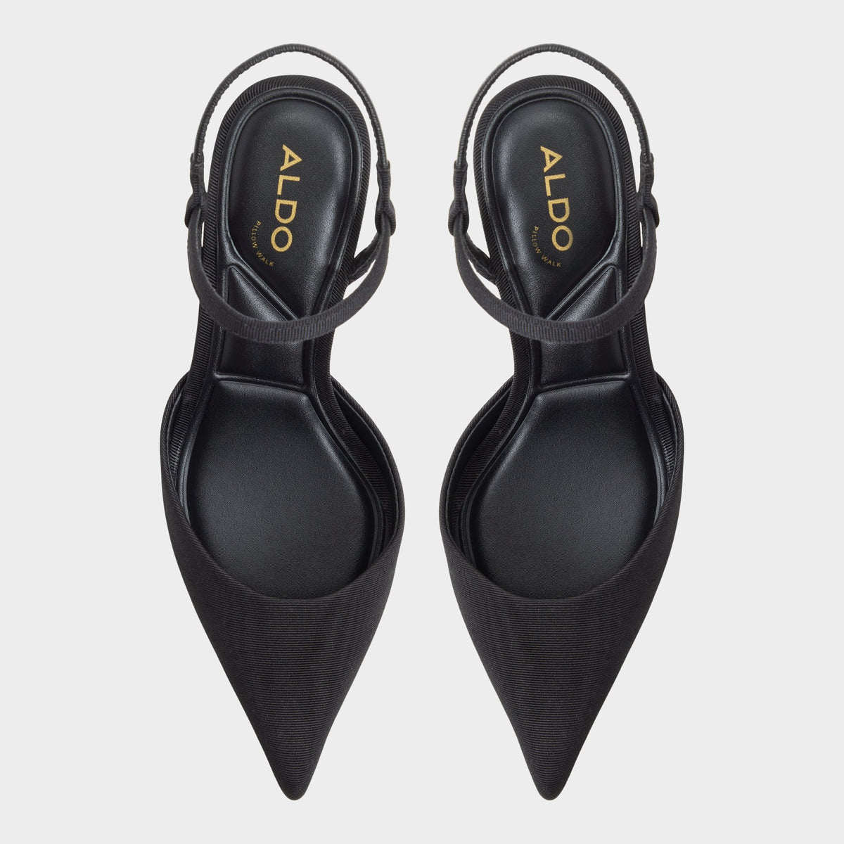 Top-down view of the Black Jasmynee Strappy heeled shoe