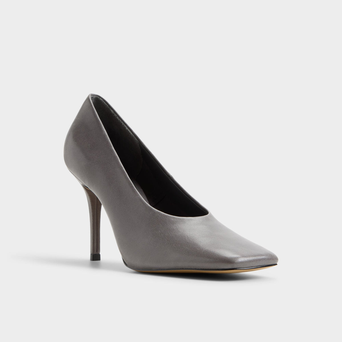 Three-quarter angle of Dark grey Velia High heel shoe's front side