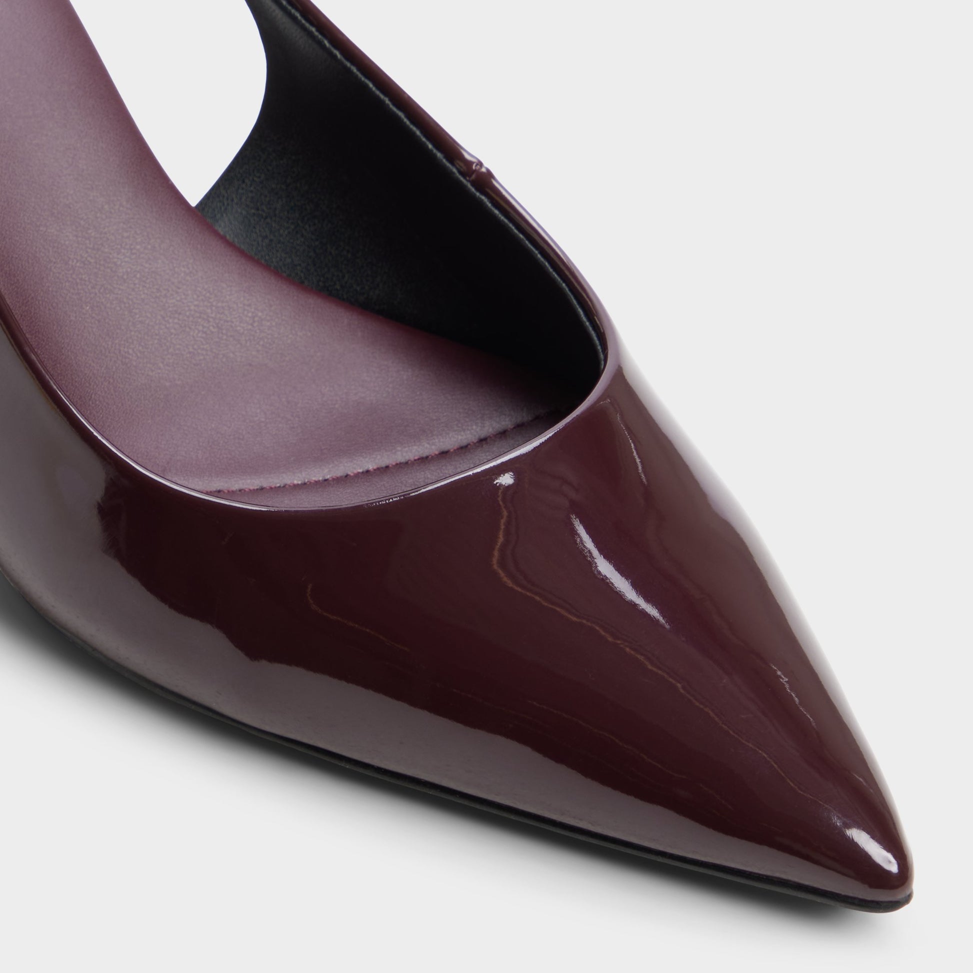 Close-up of the Burgundy Sabbie Slingback kitten heel