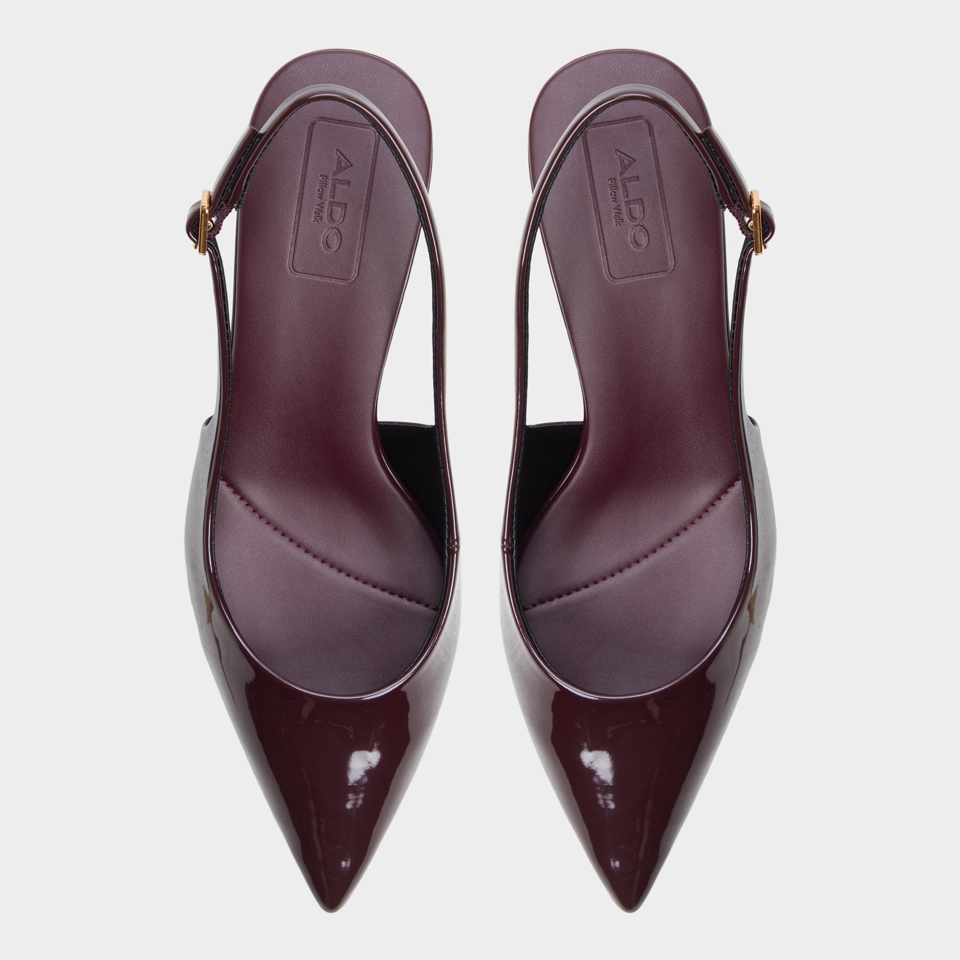 Top-down view of the Burgundy Sabbie Slingback kitten heel
