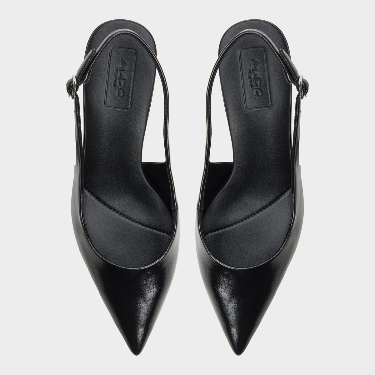 Top-down view of the Black Sabbie Slingback kitten heel