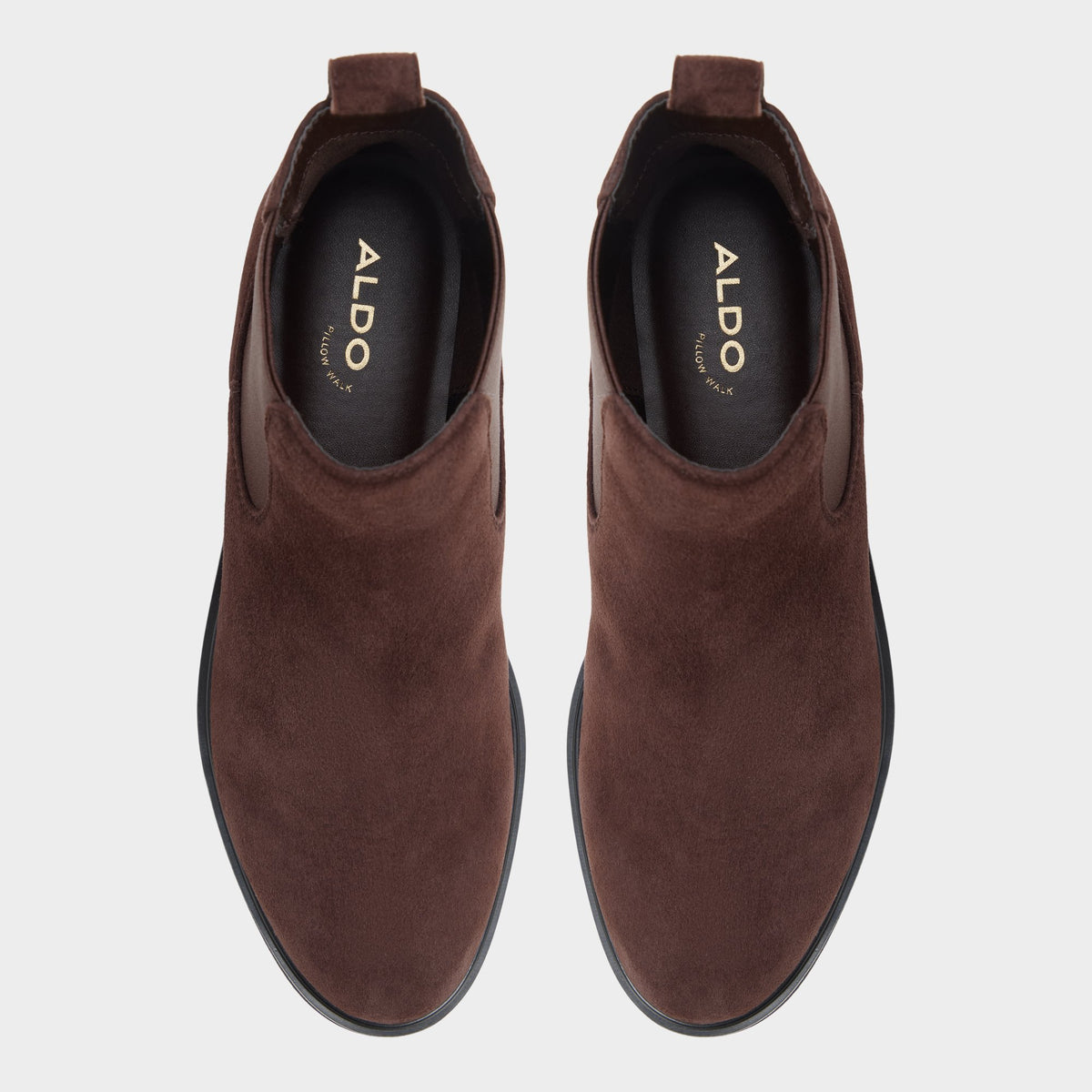 Top-down view of the Dark brown Librah Block heel Chelsea boot