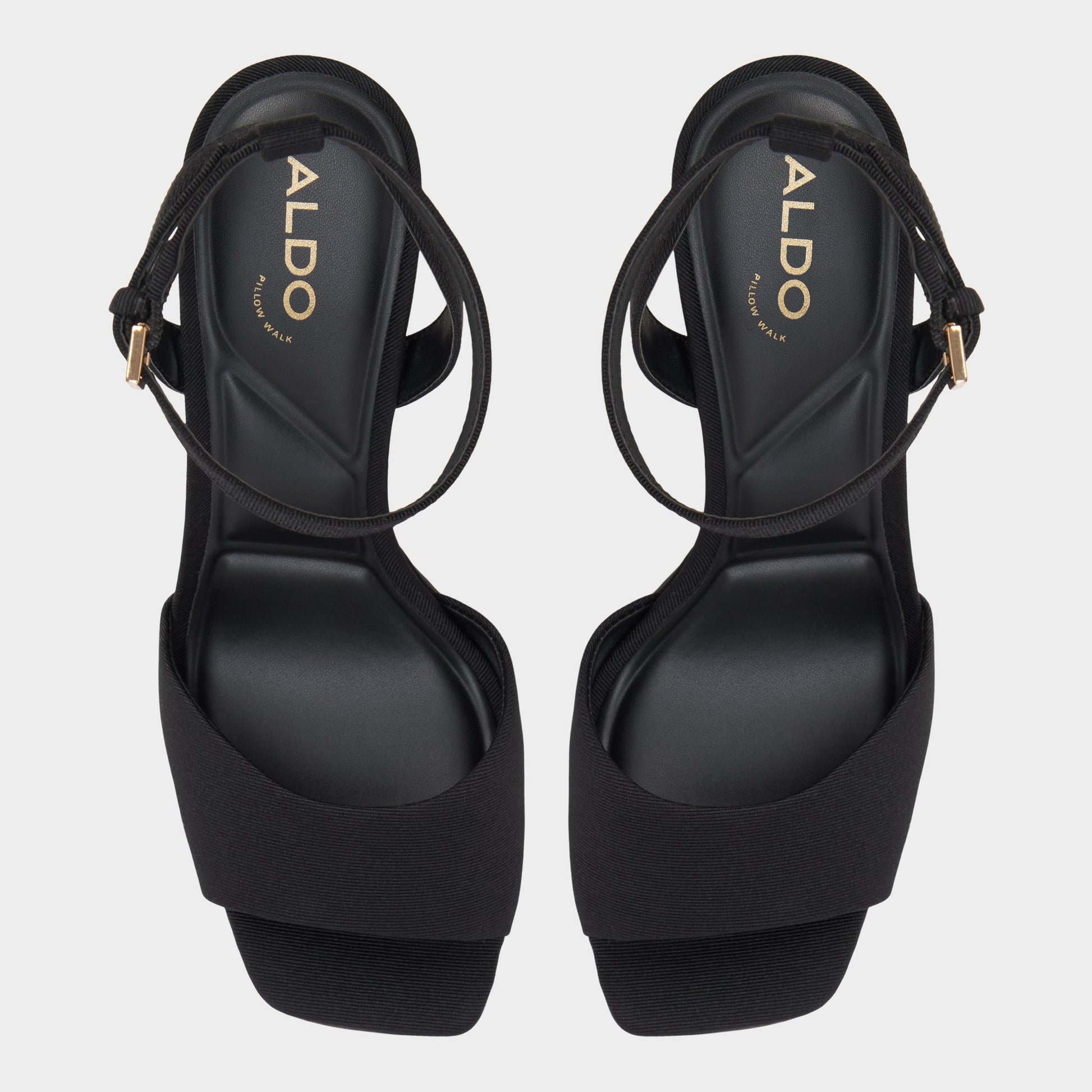 Top-down view of the Other black Chicgleam Strappy heeled sandal