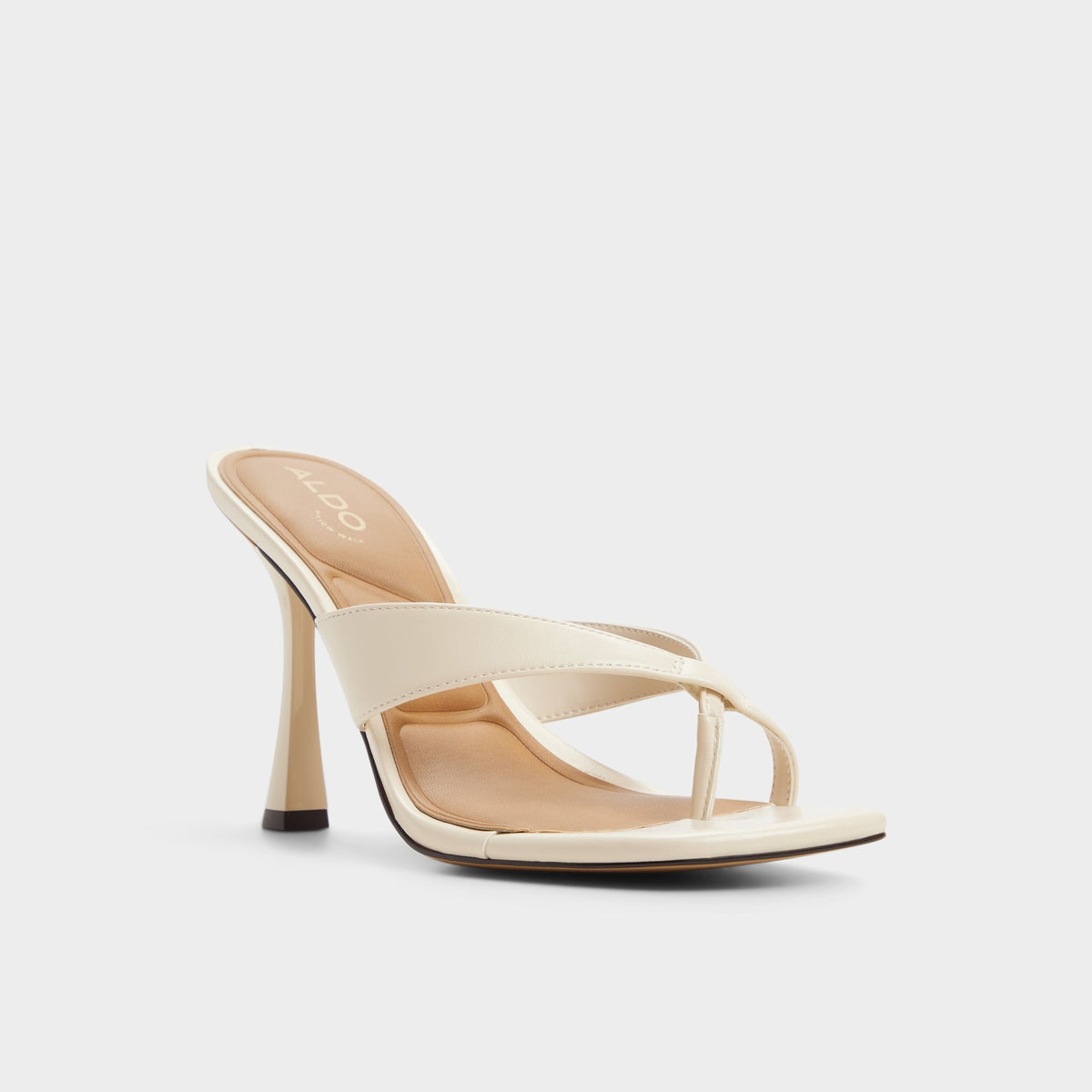 Three-quarter angle of Other white Haayssie Heeled flip flop's front side