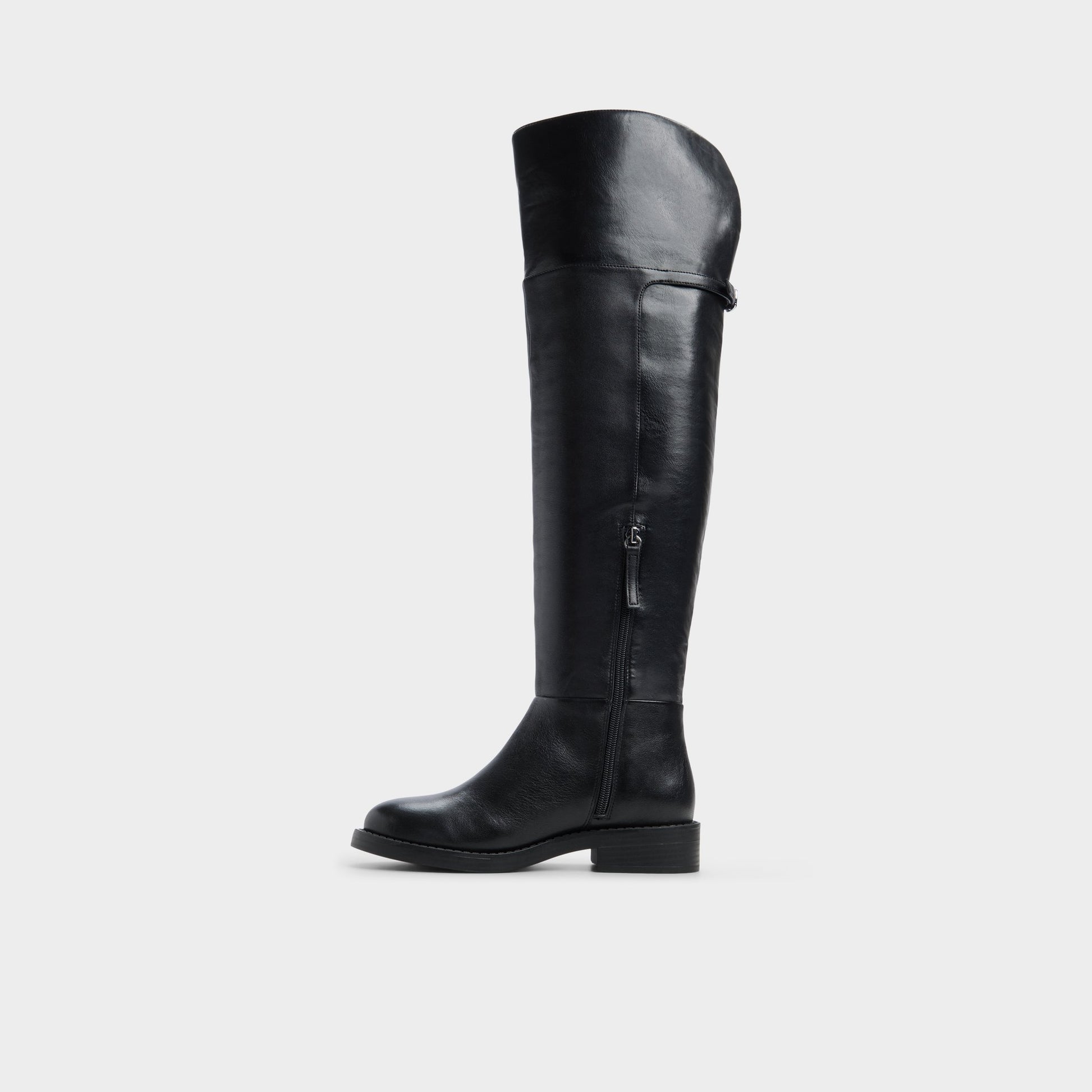 Side view of Black Eleaner Knee-high boot