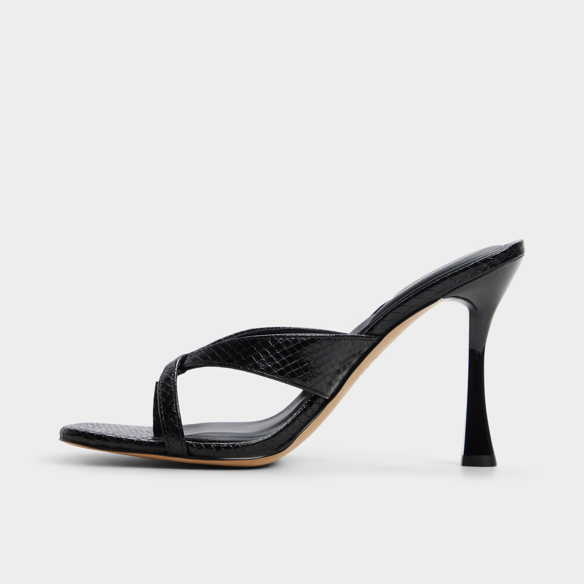 Side view of Black Haayssie Heeled flip flop