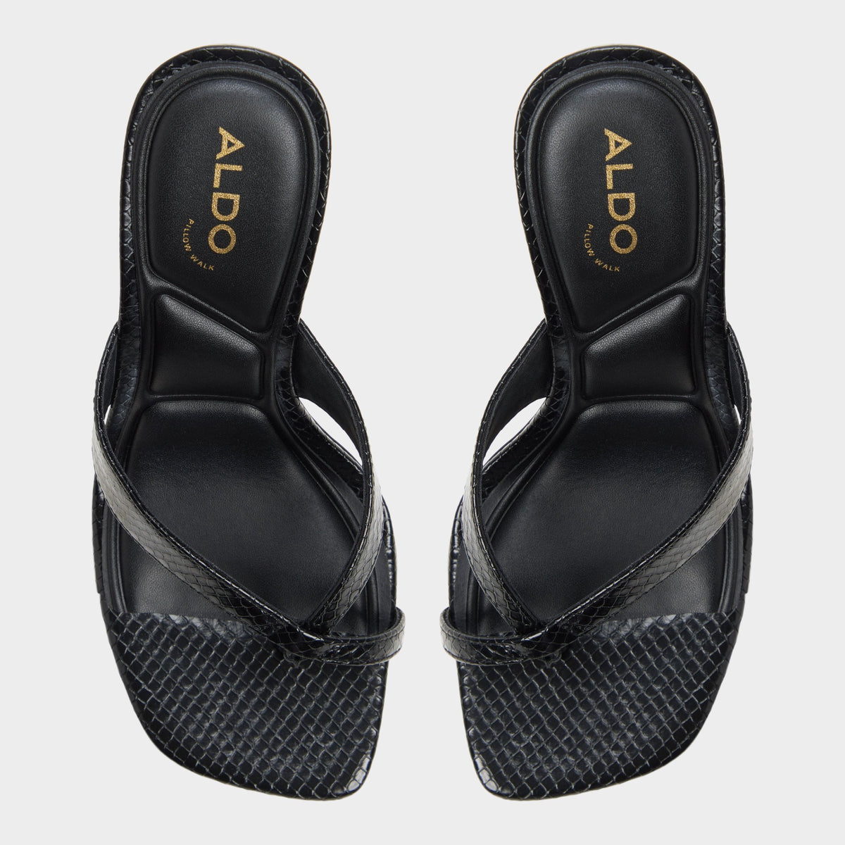 Top-down view of the Black Haayssie Heeled flip flop