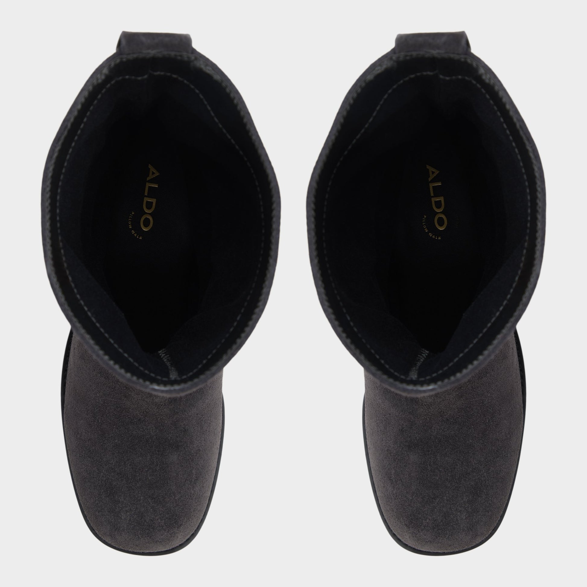 Top-down view of the Dark grey Haverly Block heel ankle boot