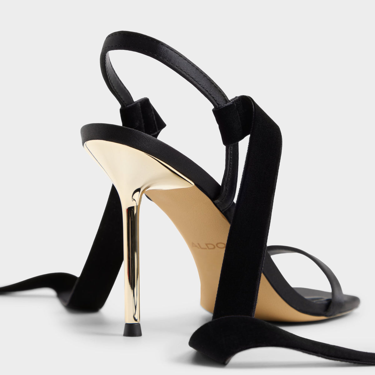 Side view of Black Caserta Heeled sandal