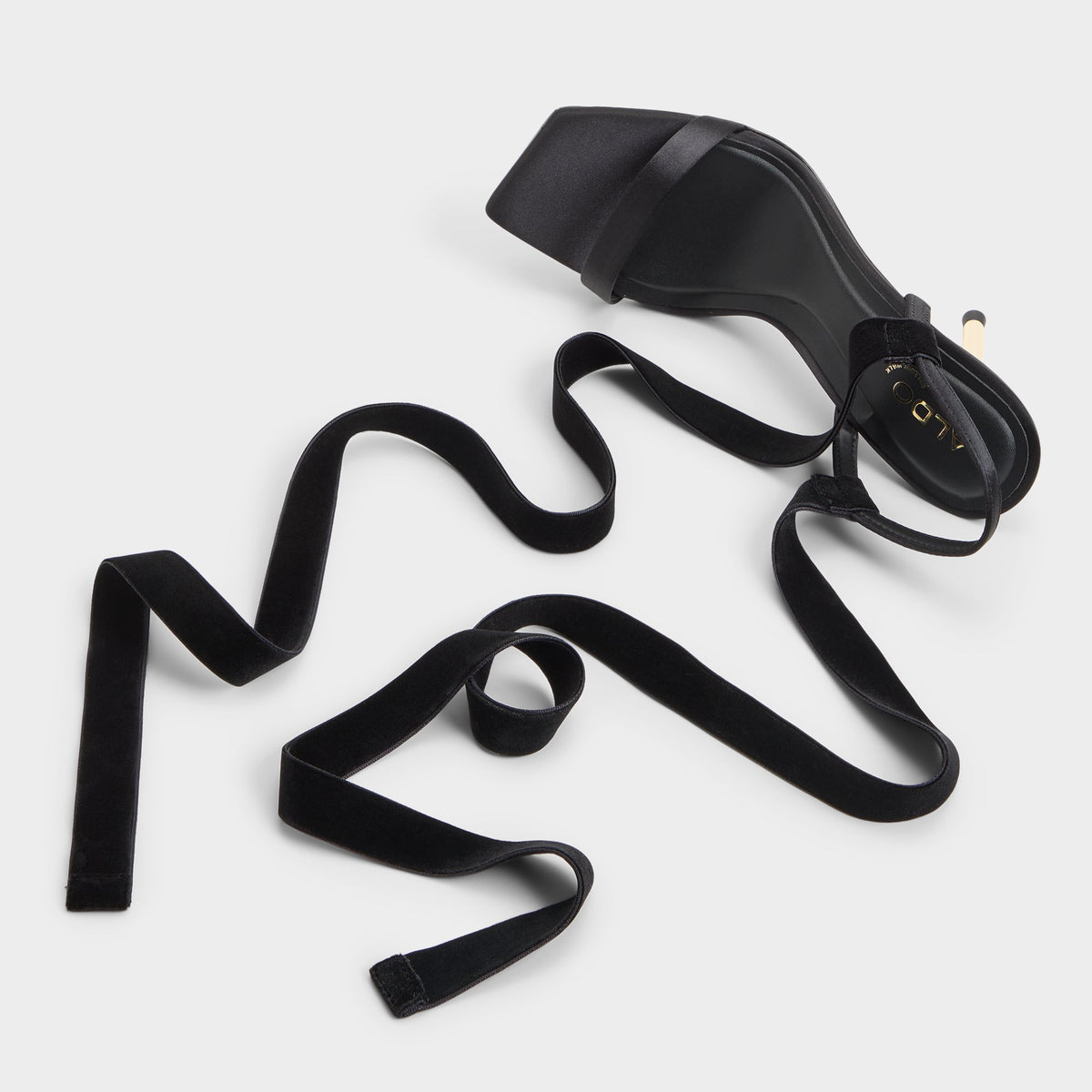 Three-quarter angle of Black Caserta Heeled sandal's front side