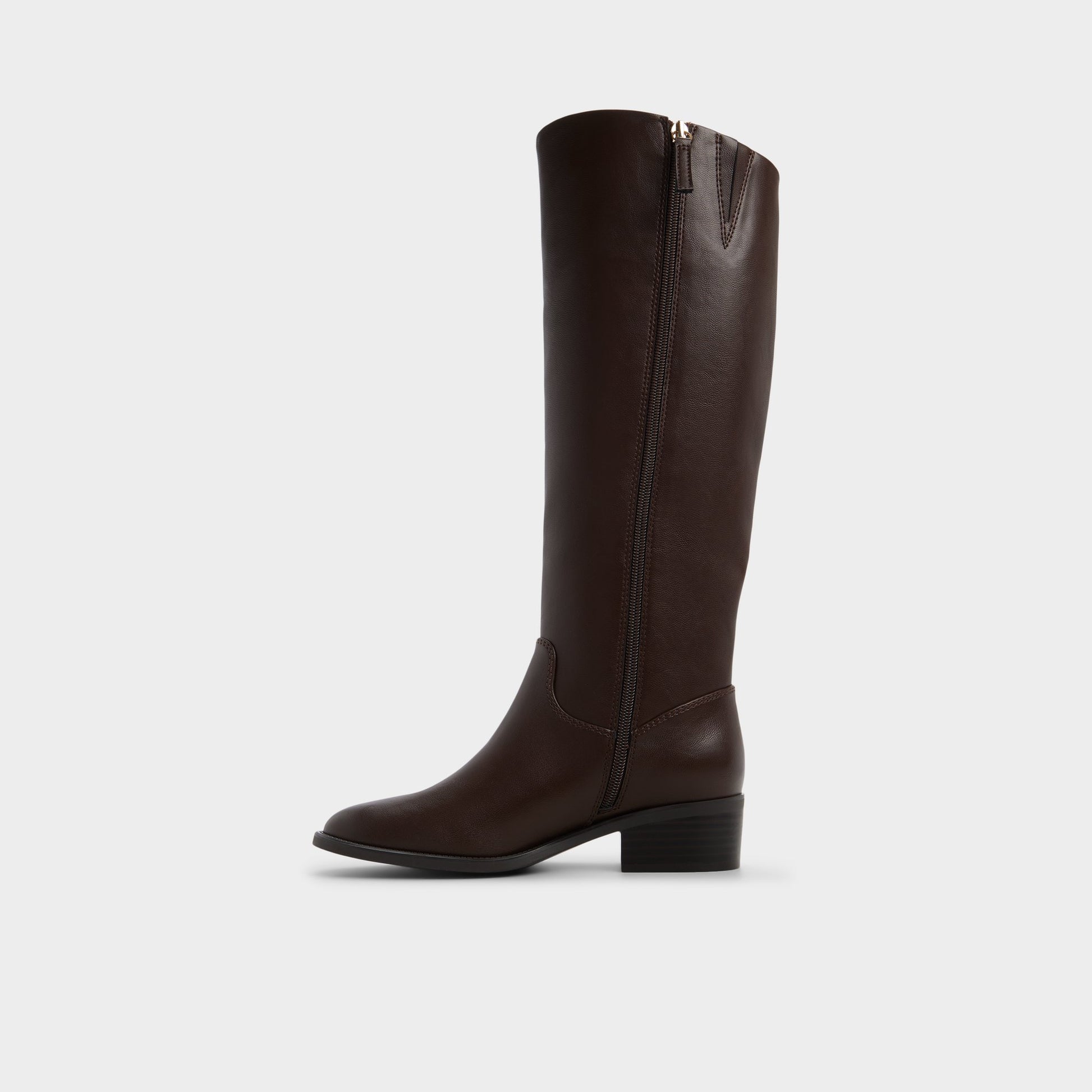 Side view of Dark brown Kaydienh-wc Block heel knee-high boot