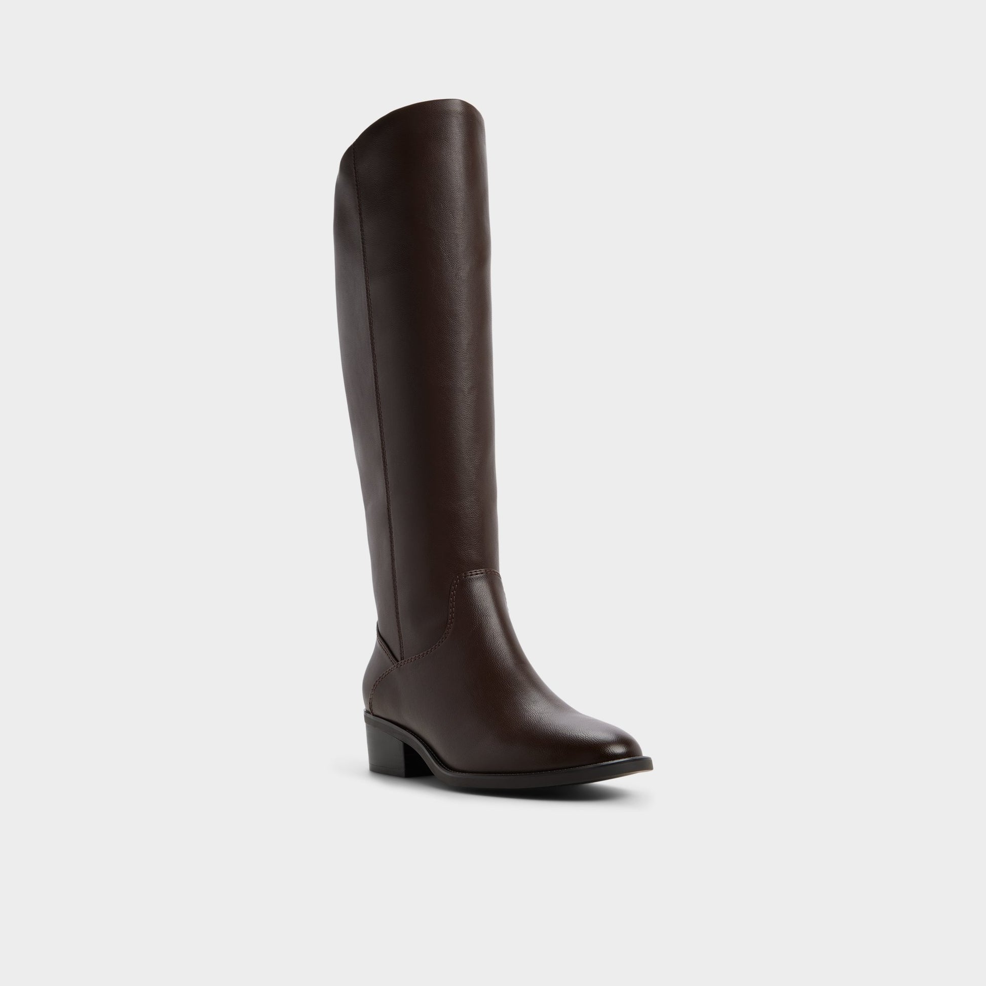 Three-quarter angle of Dark brown Kaydienh-wc Block heel knee-high boot's front side