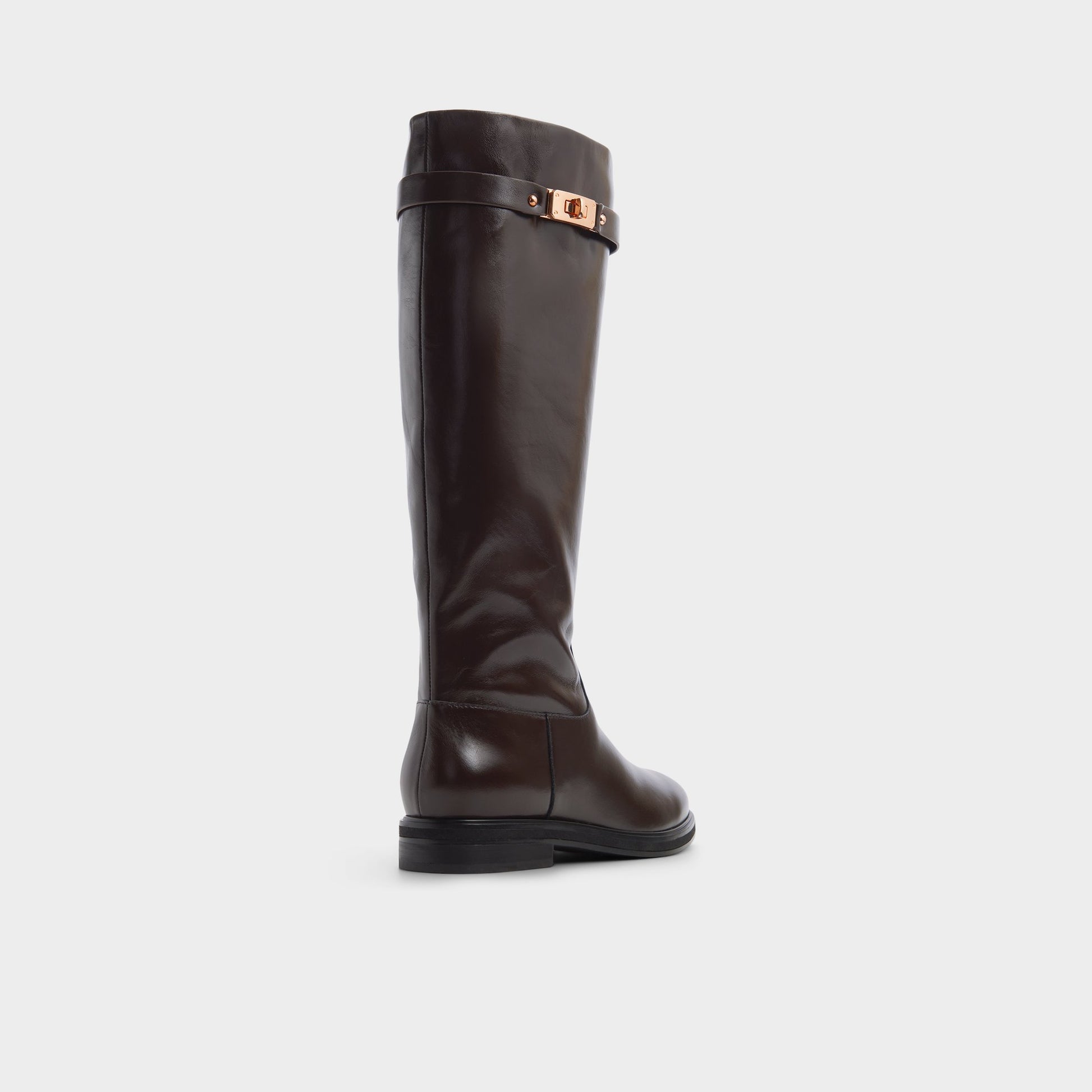 Three-quarter angle of Dark brown Levie Riding boot's back side