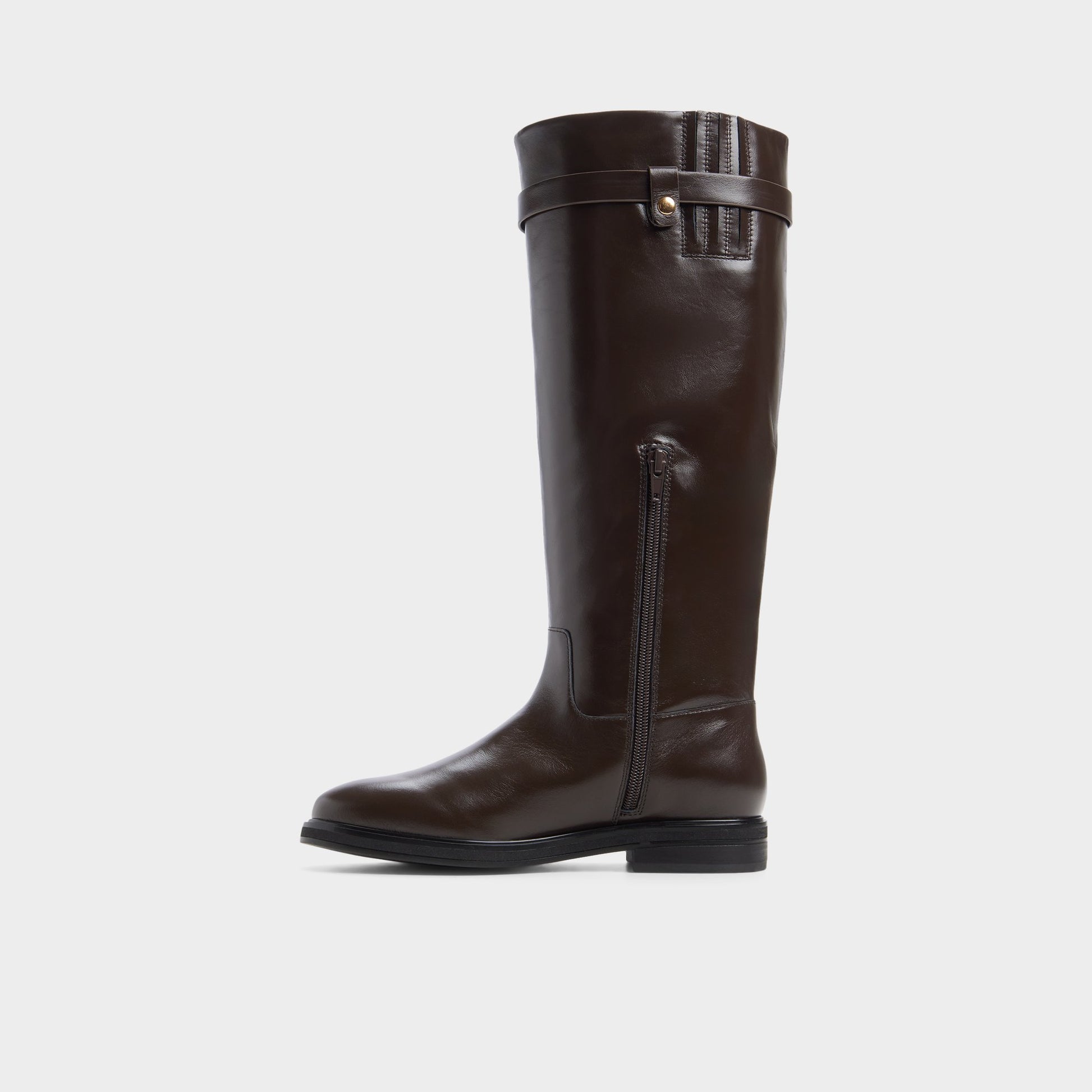 Side view of Dark brown Levie Riding boot