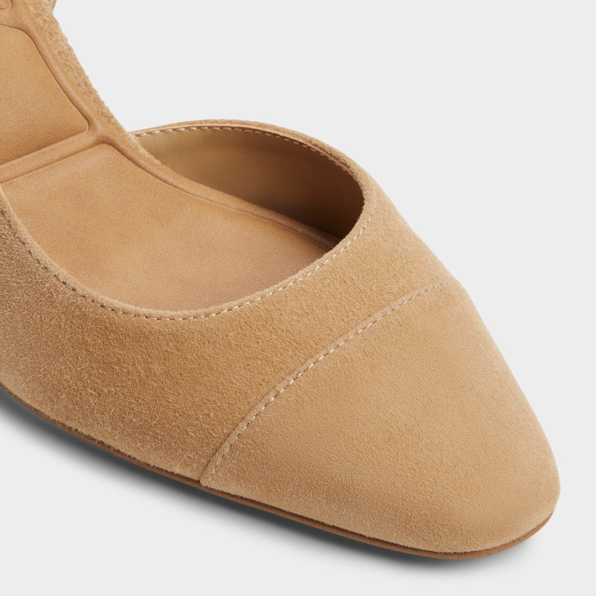 Close-up of the Sand Emanuelle Slingback heel