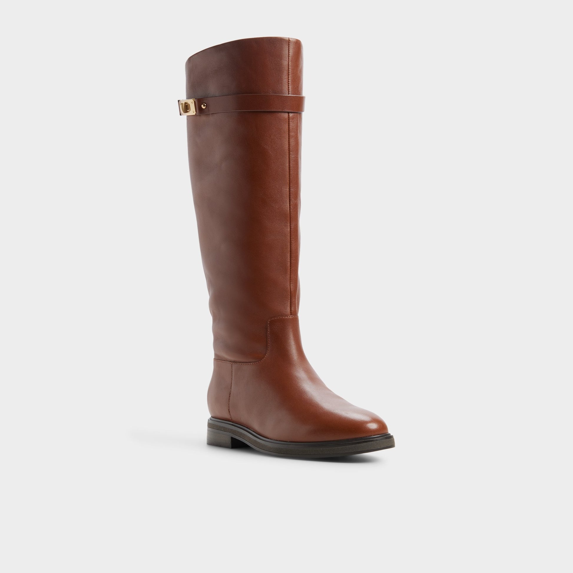 Three-quarter angle of Medium brown Levie Riding boot's back side