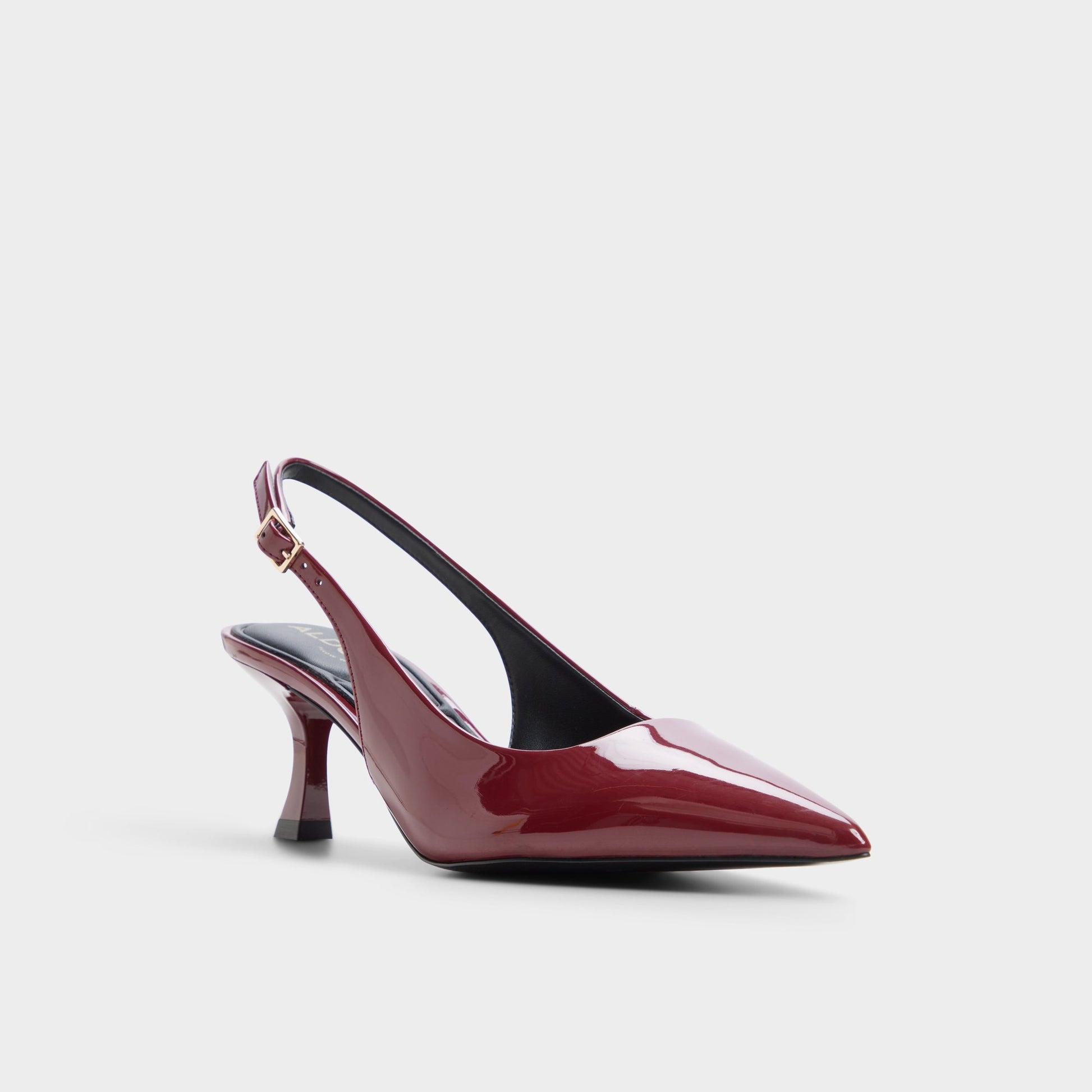 Three-quarter angle of Dark red Kiaria Slingback high heel's front side