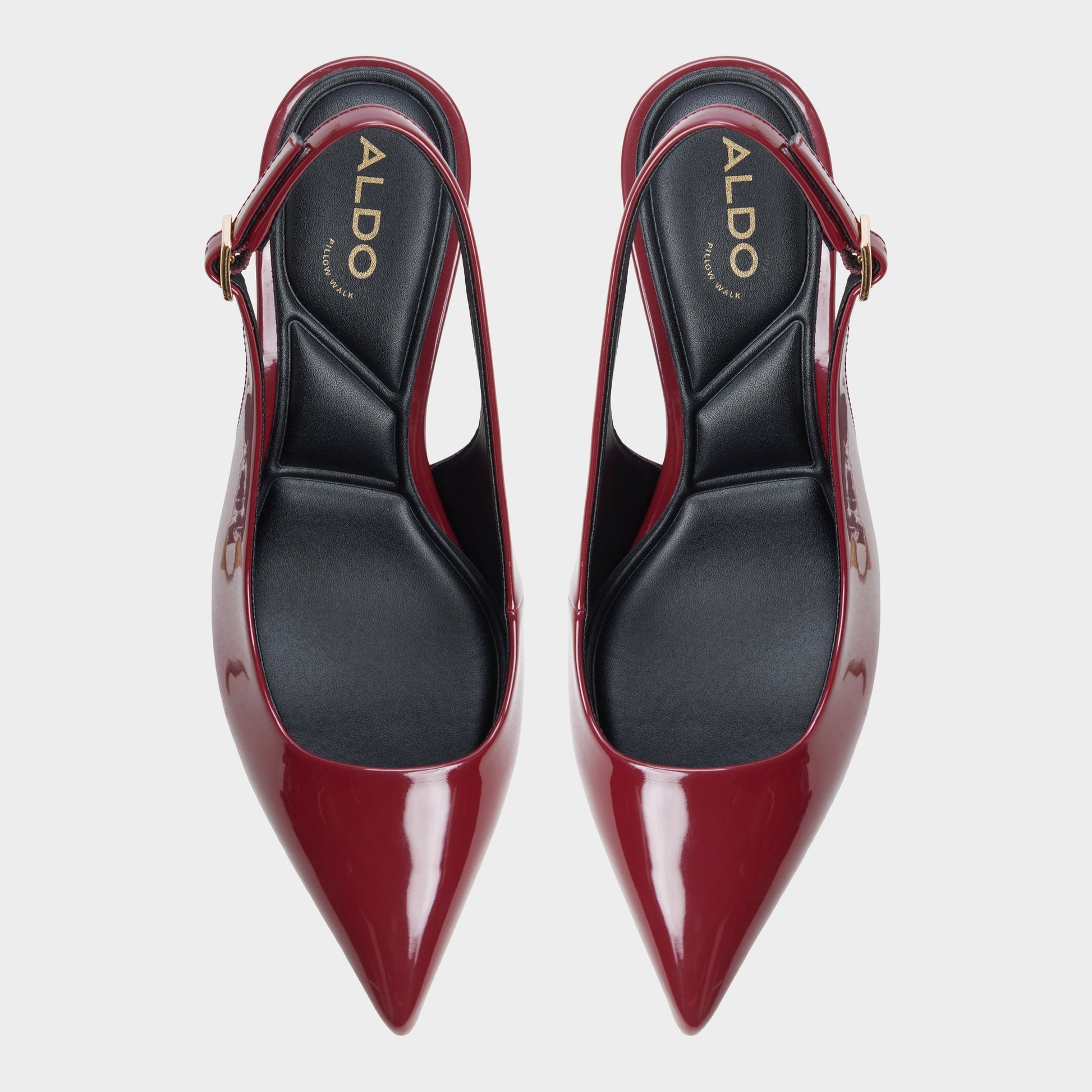 Top-down view of the Dark red Kiaria Slingback high heel