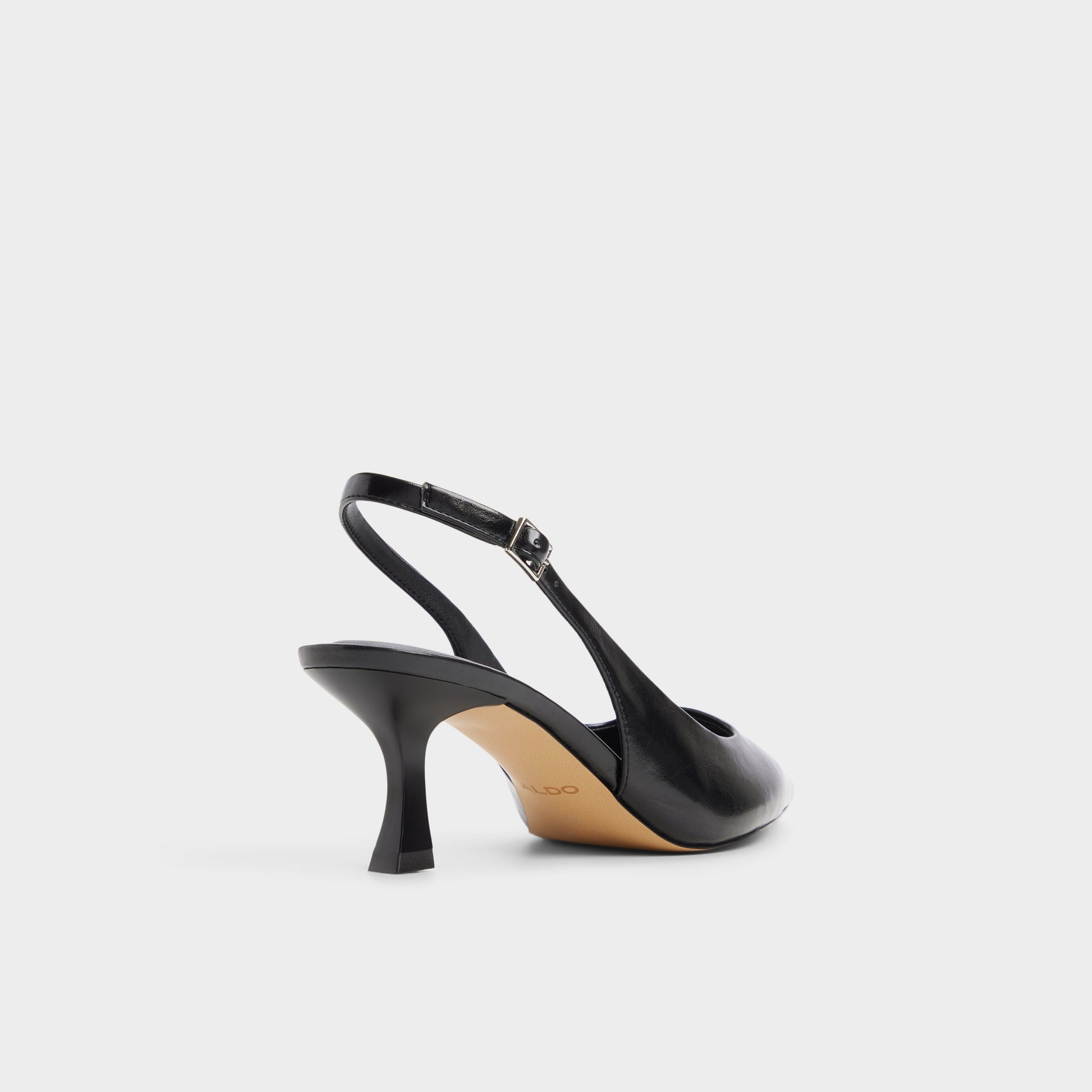 Three-quarter angle of Black Kiaria Slingback high heel's back side