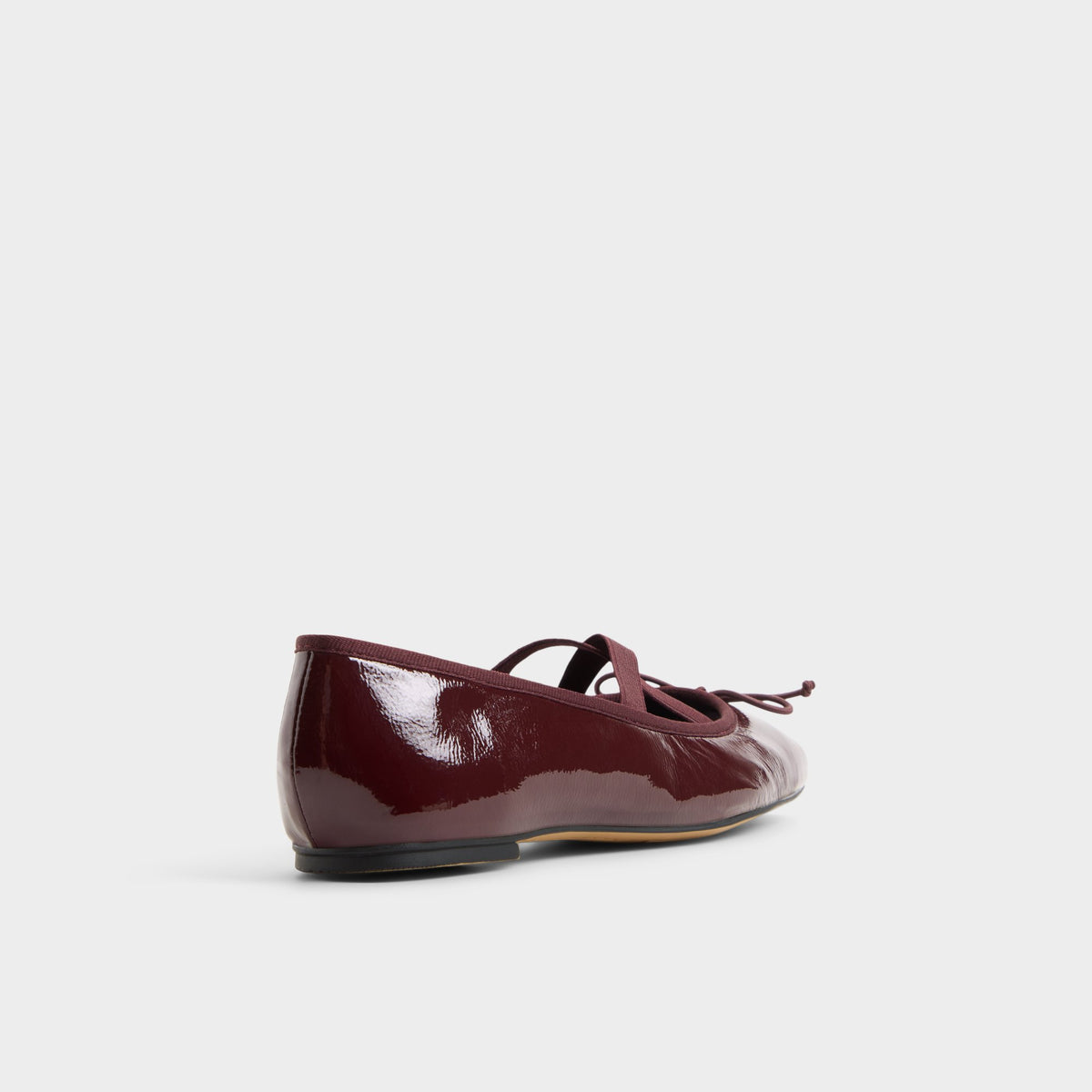 Three-quarter angle of Dark red Olllie Ballet flat's back side