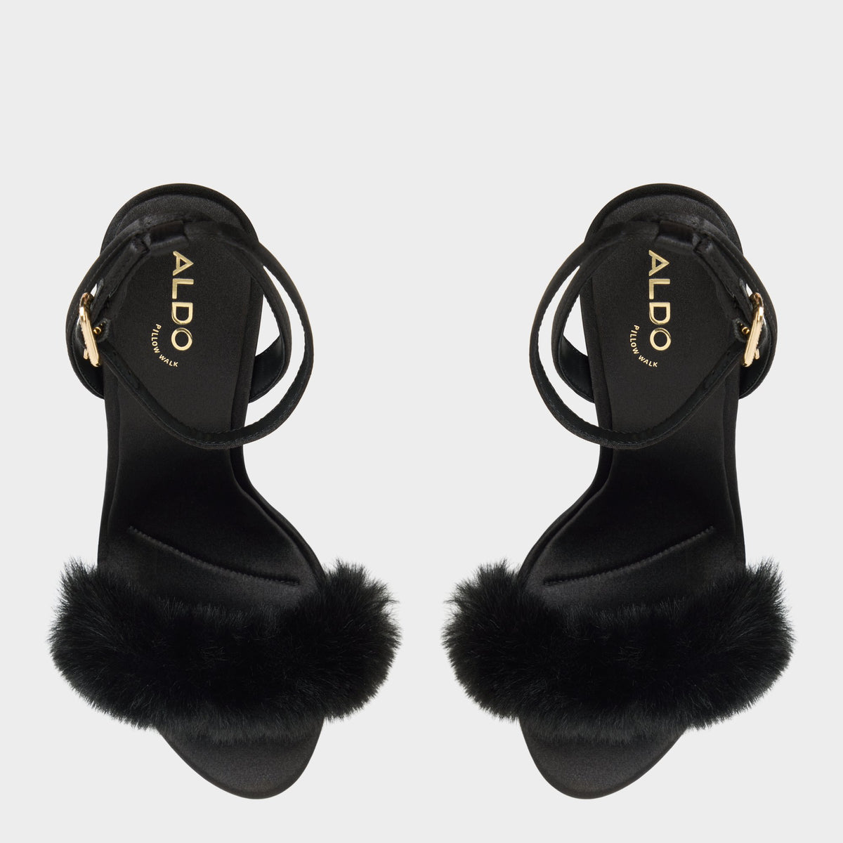 Top-down view of the Black Marilou Strappy heeled sandal