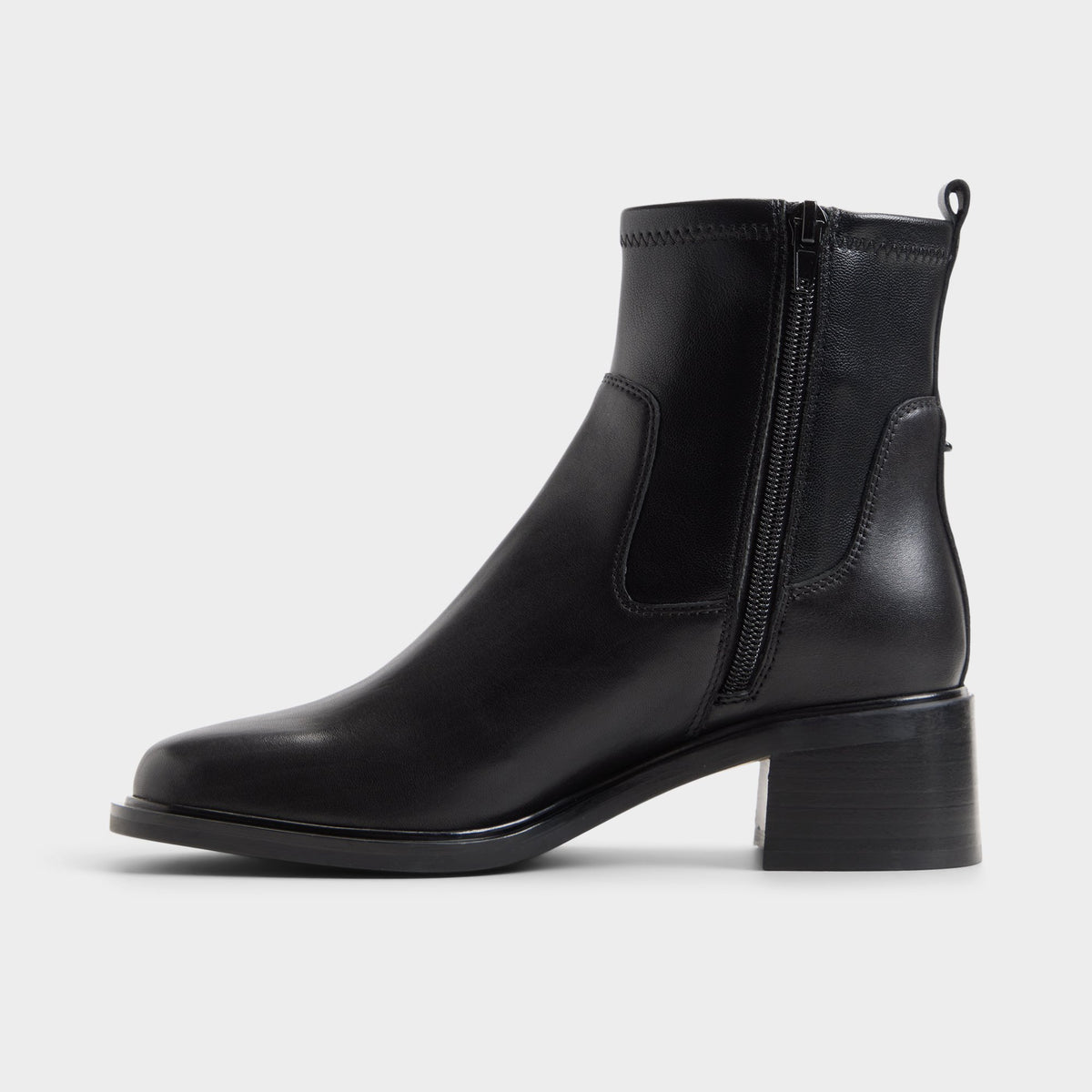 Side view of Other black Tywyn Block heel ankle boot