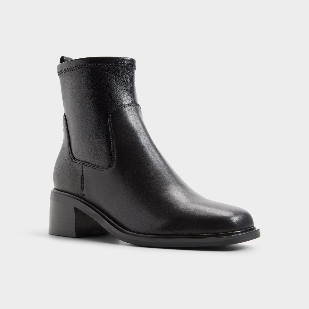 Three-quarter angle of Other black Tywyn Block heel ankle boot's front side