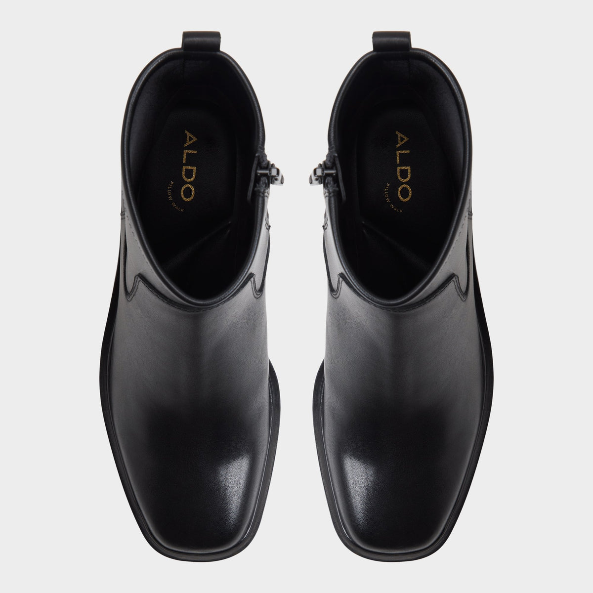Top-down view of the Other black Tywyn Block heel ankle boot