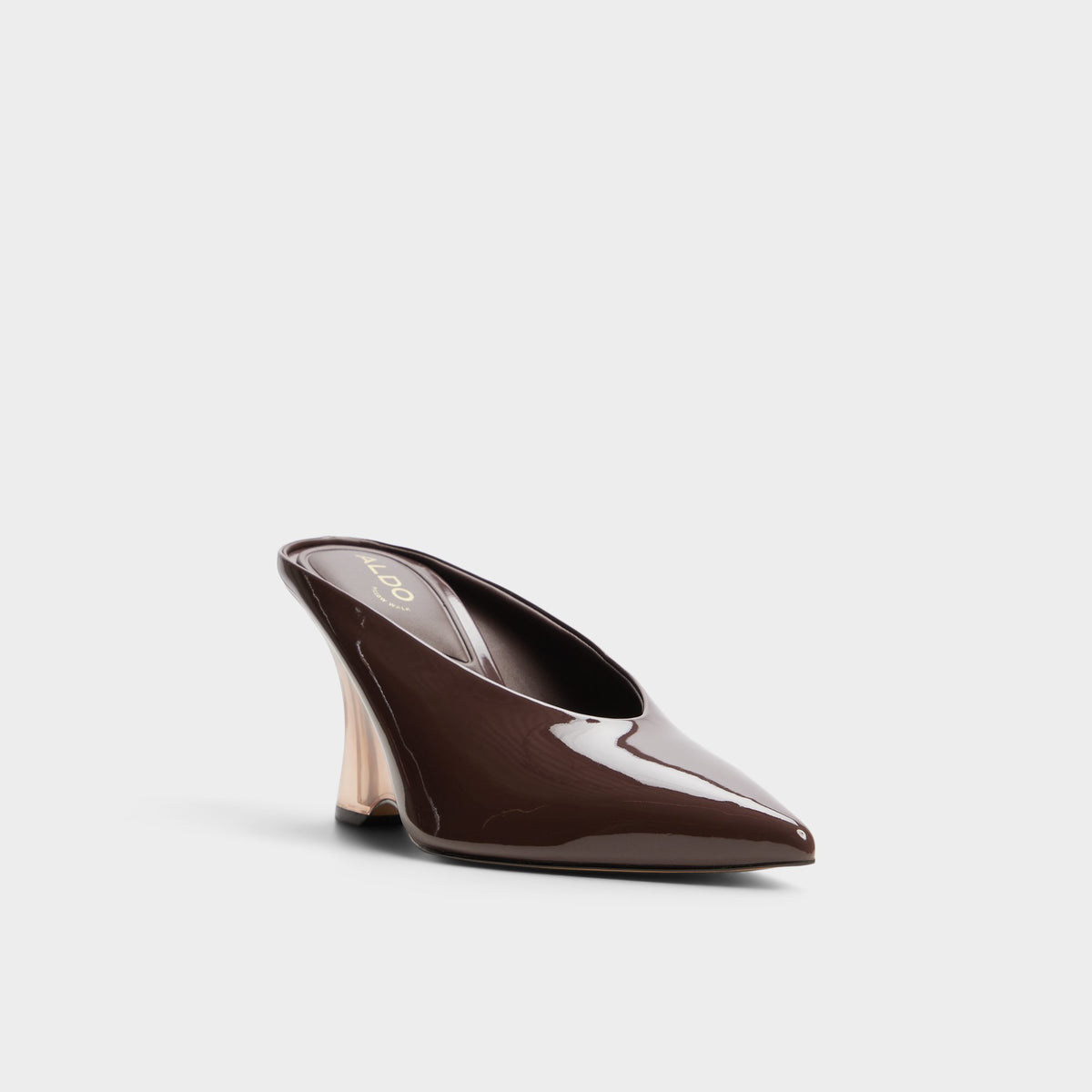 Three-quarter angle of Dark brown Teala Pump's front side